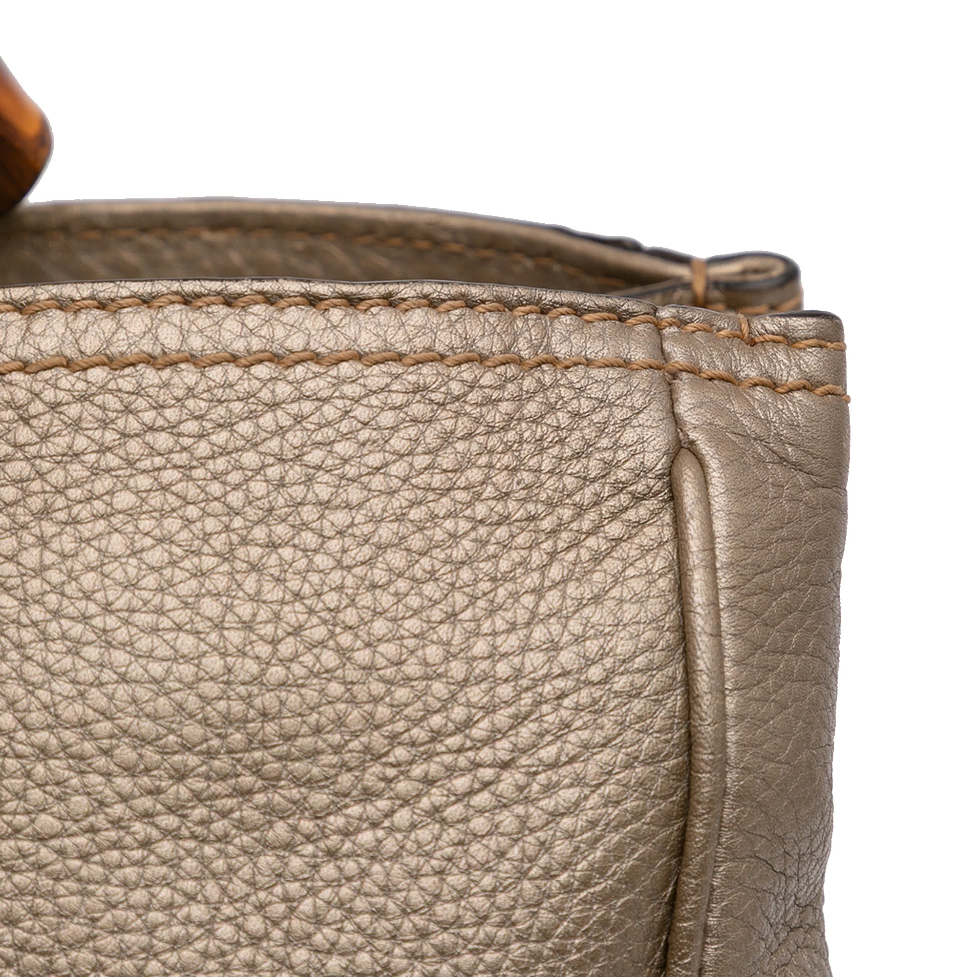 Gucci | Pre-Owned Medium Calfskin Bamboo Shopper Satchel | Gold - Image 12