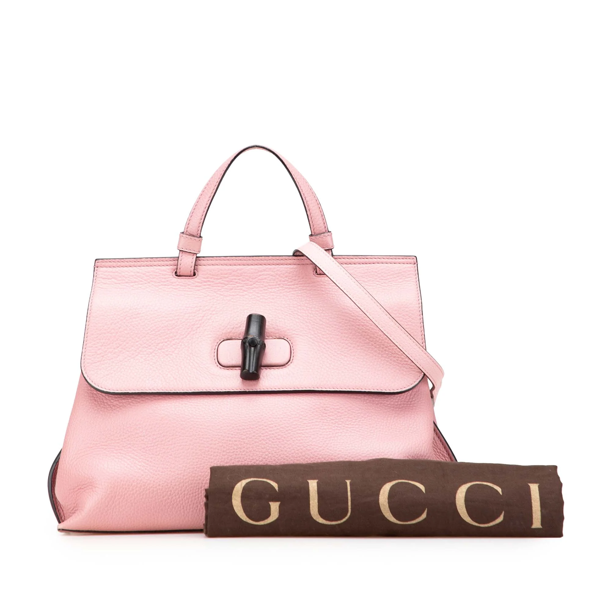 Gucci | Pre-Owned Medium Leather Bamboo Daily Satchel | Pink - Image 3