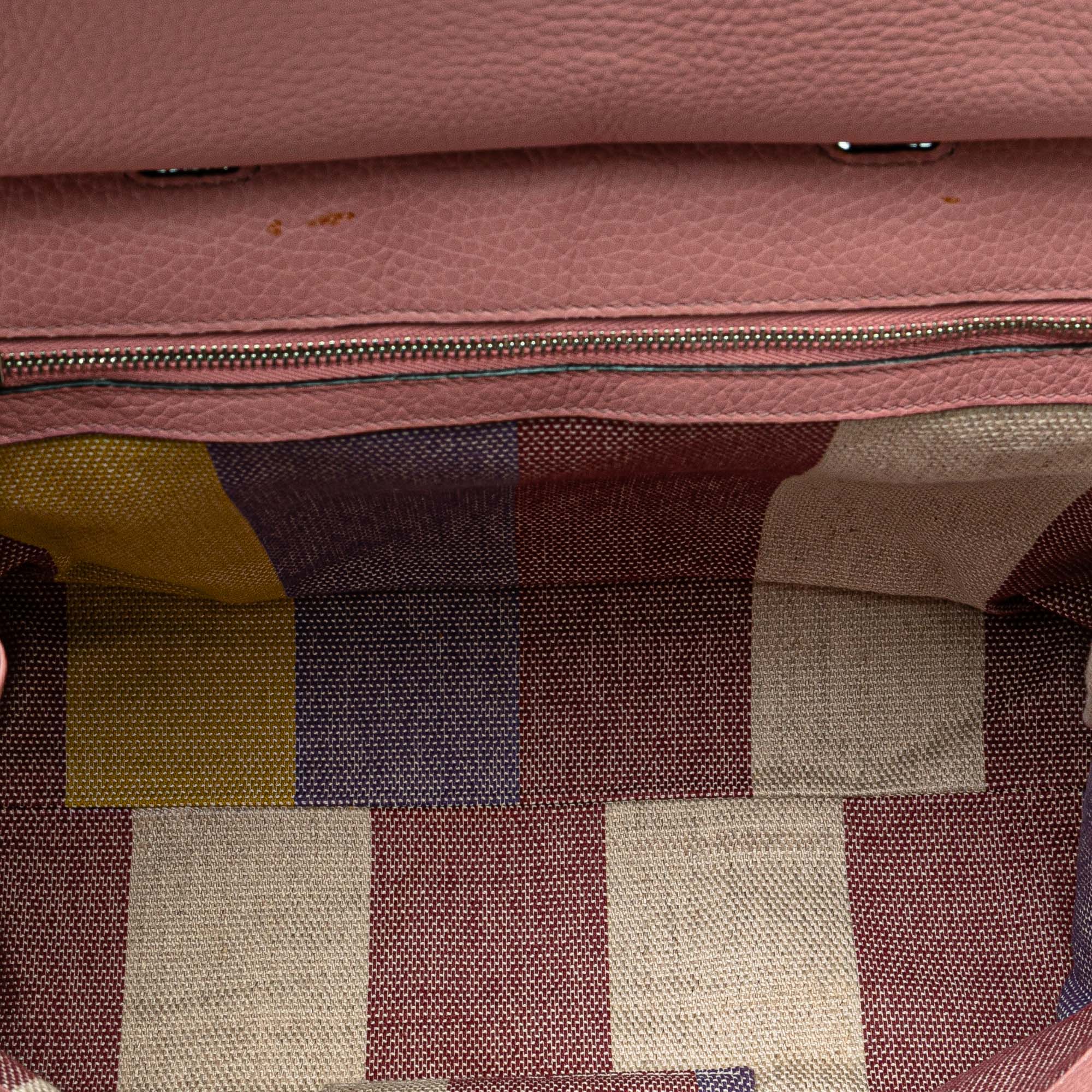Gucci | Pre-Owned Medium Leather Bamboo Daily Satchel | Pink - Image 6