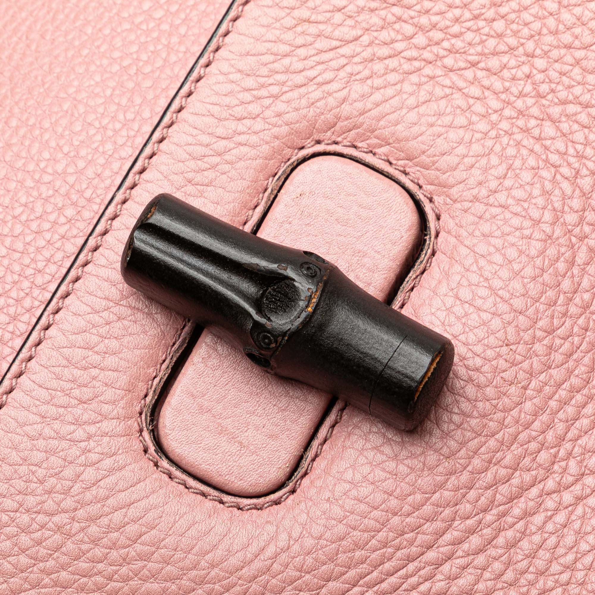 Gucci | Pre-Owned Medium Leather Bamboo Daily Satchel | Pink - Image 8