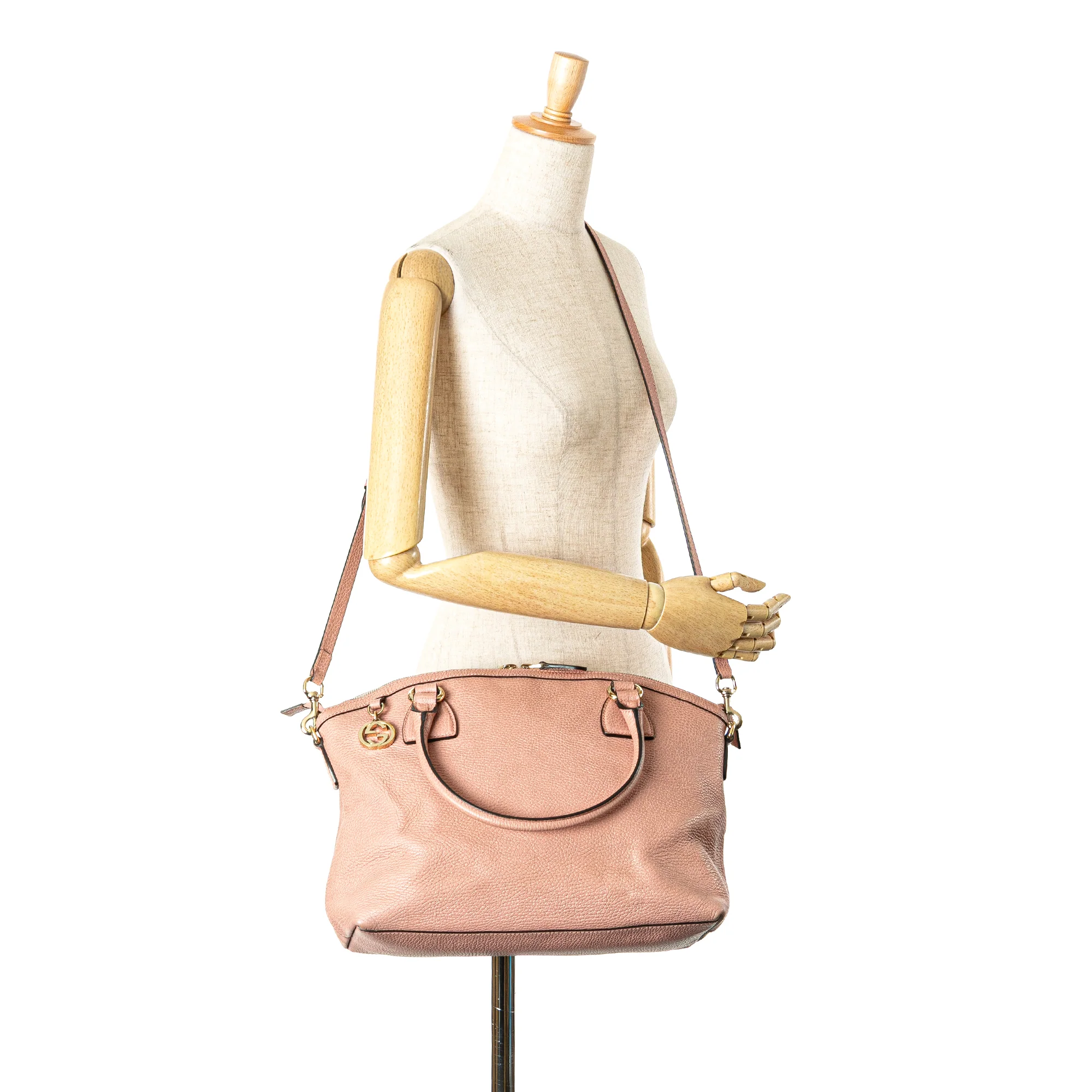 Gucci | Pre-Owned Medium Leather GG Charm Dome Satchel | Pink - Image 7