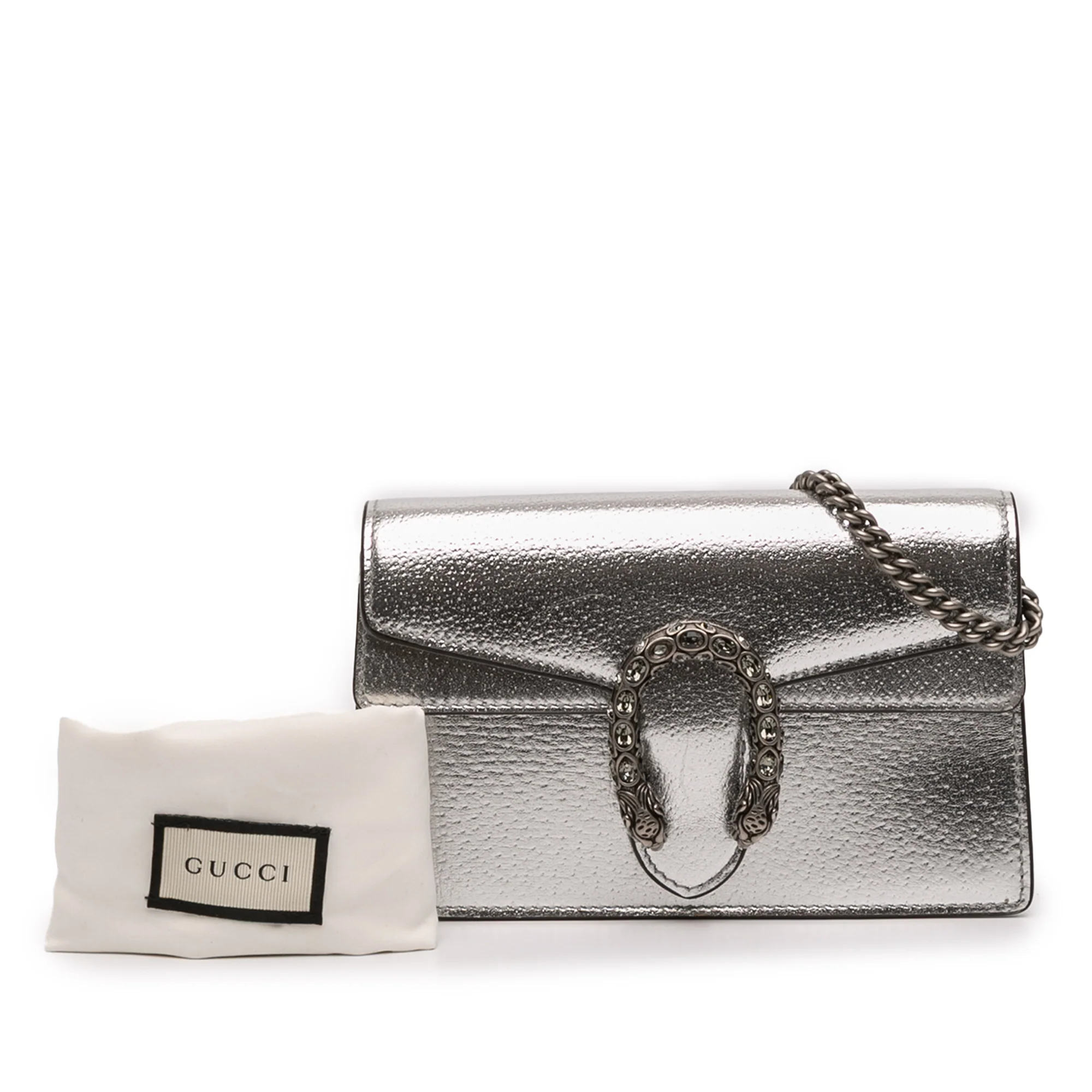 Gucci | Pre-Owned Mini Leather Dionysus Crossbody | Silver - Image 3