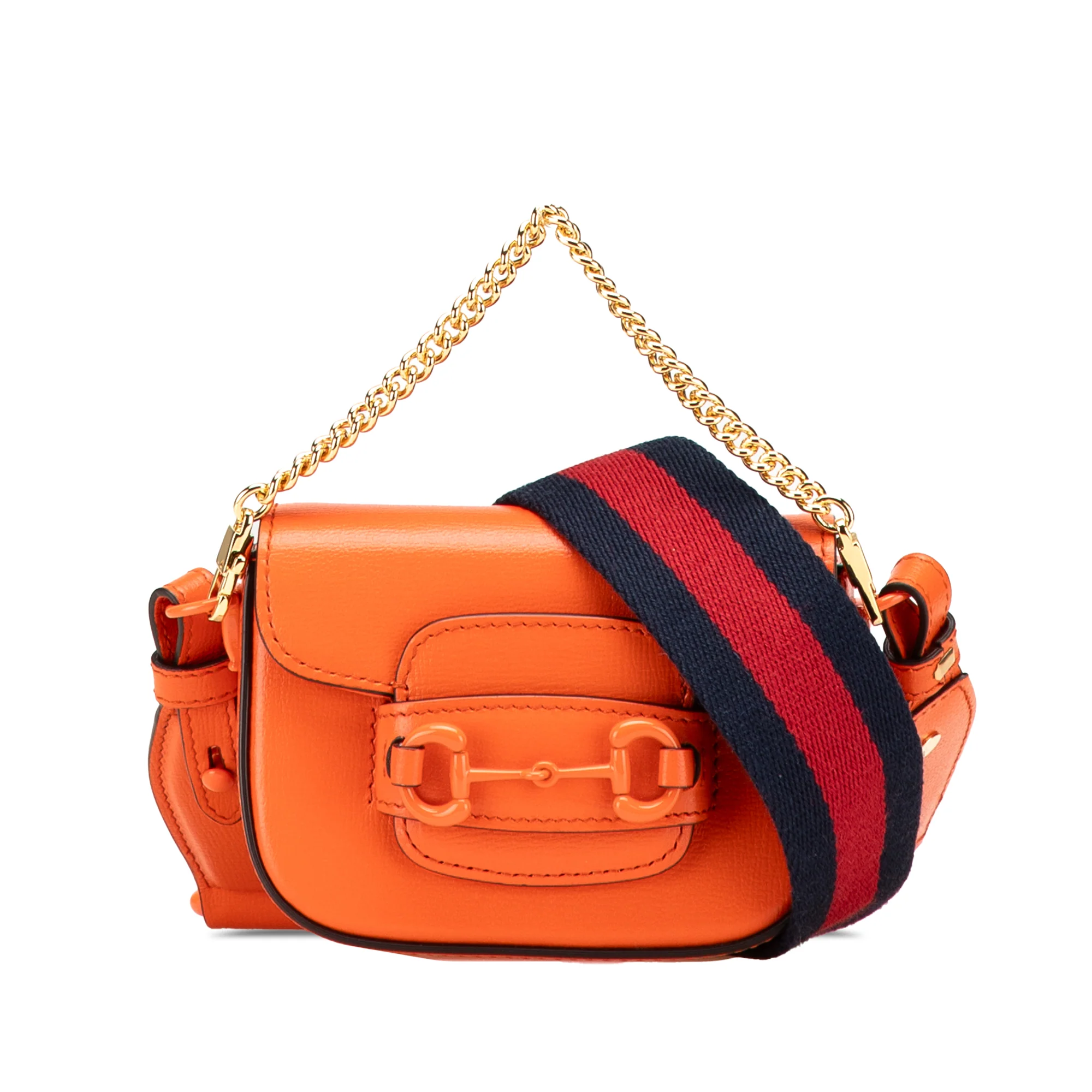 Gucci | Pre-Owned Mini Leather Horsebit 1955 Web Satchel | Orange