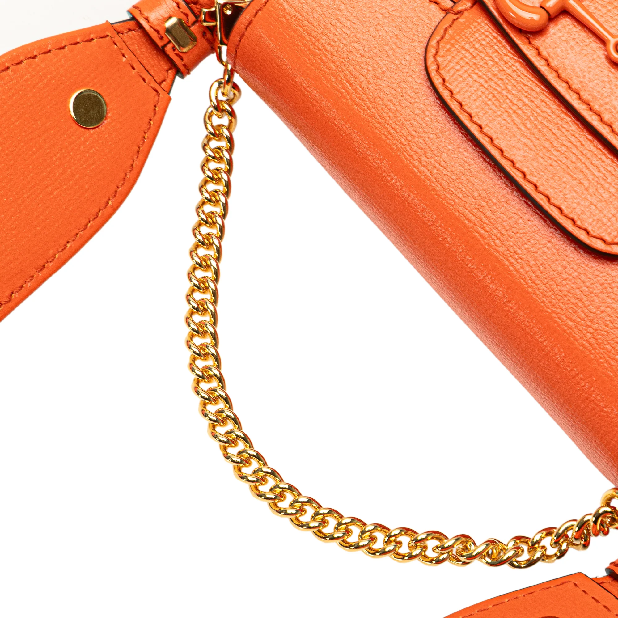 Gucci | Pre-Owned Mini Leather Horsebit 1955 Web Satchel | Orange - Image 13