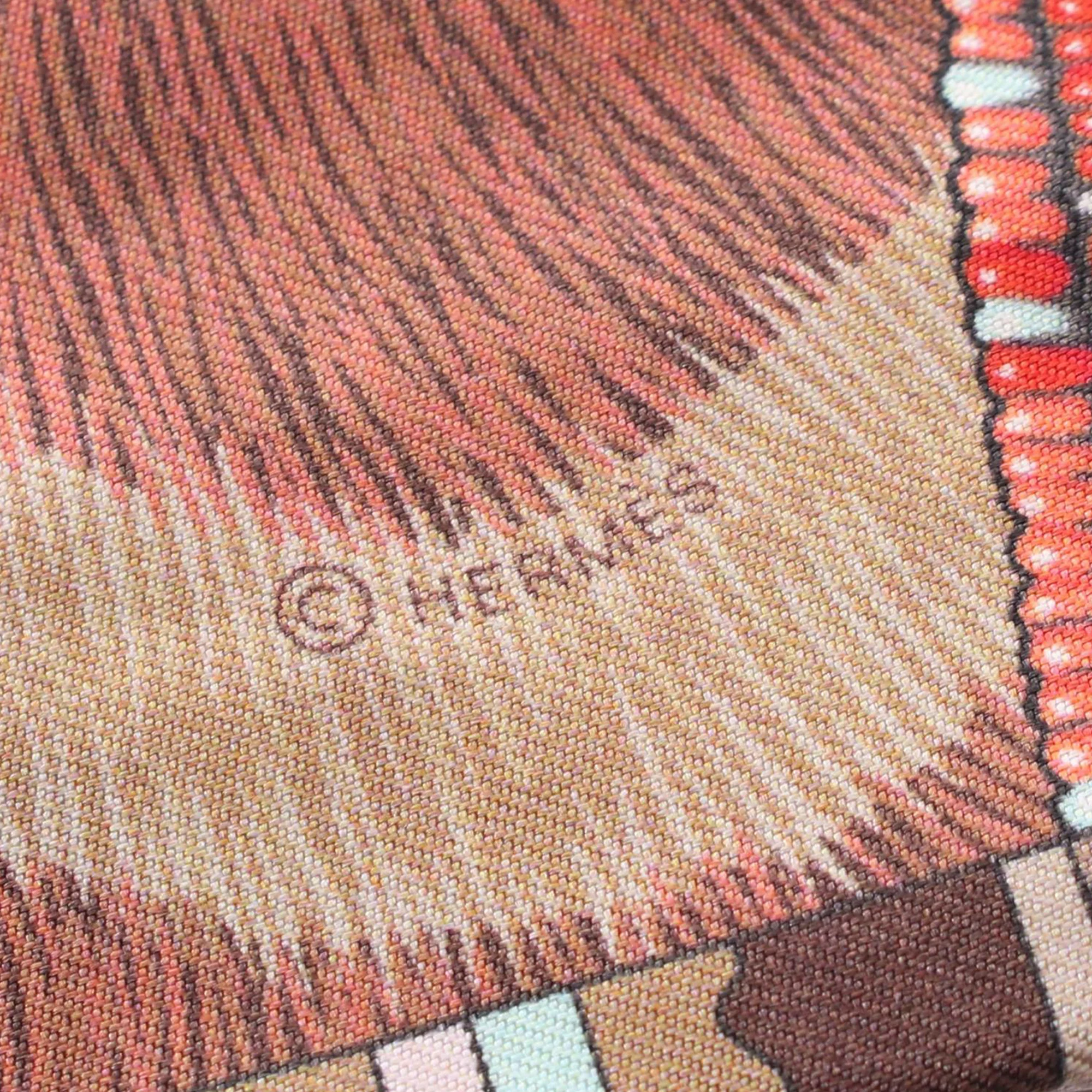 Hermes | Pre-Owned Beaded Pelages et Camouflage Precieux Silk Twilly Scarf | Brown/Light Brown - Image 2