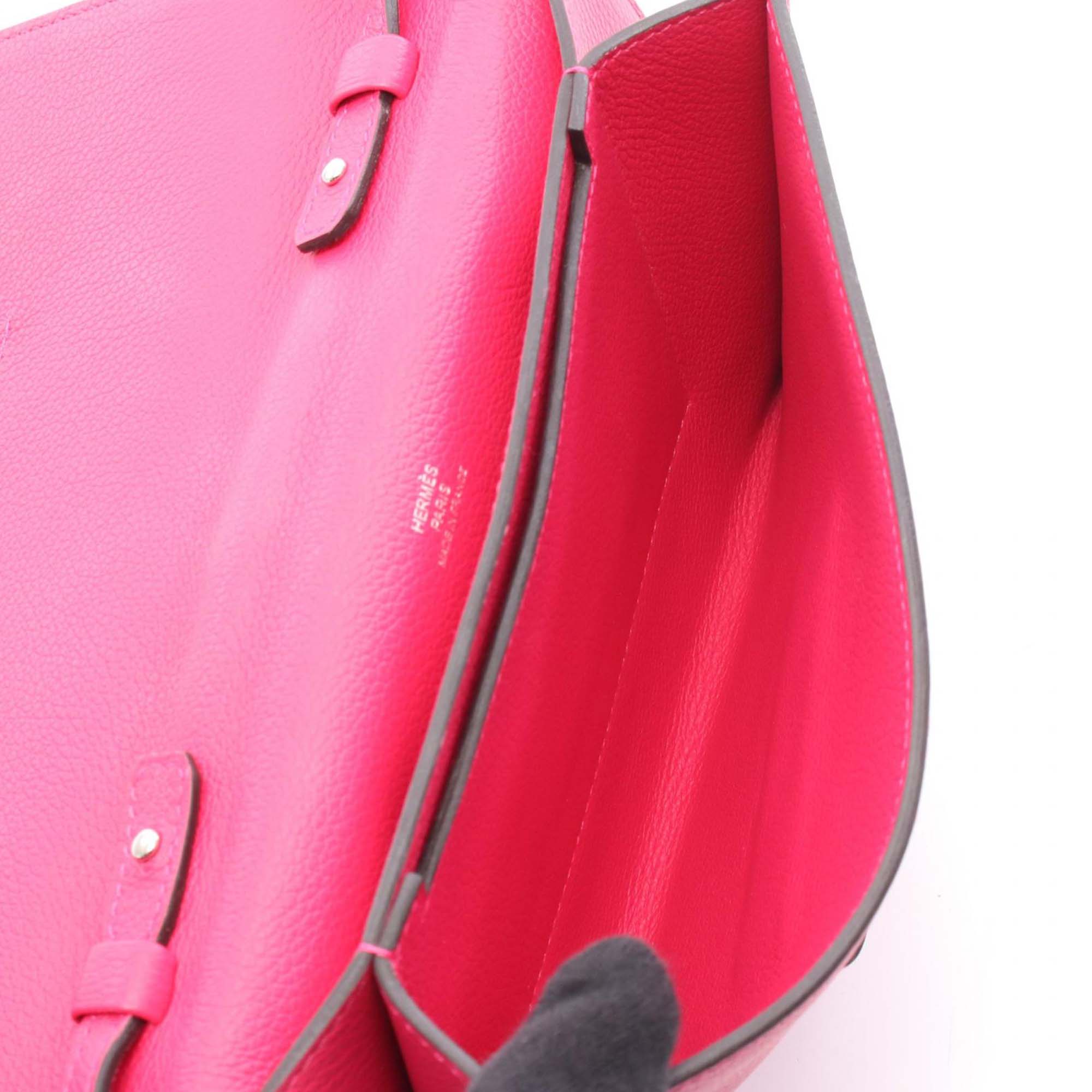Hermes | Pre-Owned Leather Evercolor H Passant Clutch | Pink - Image 3
