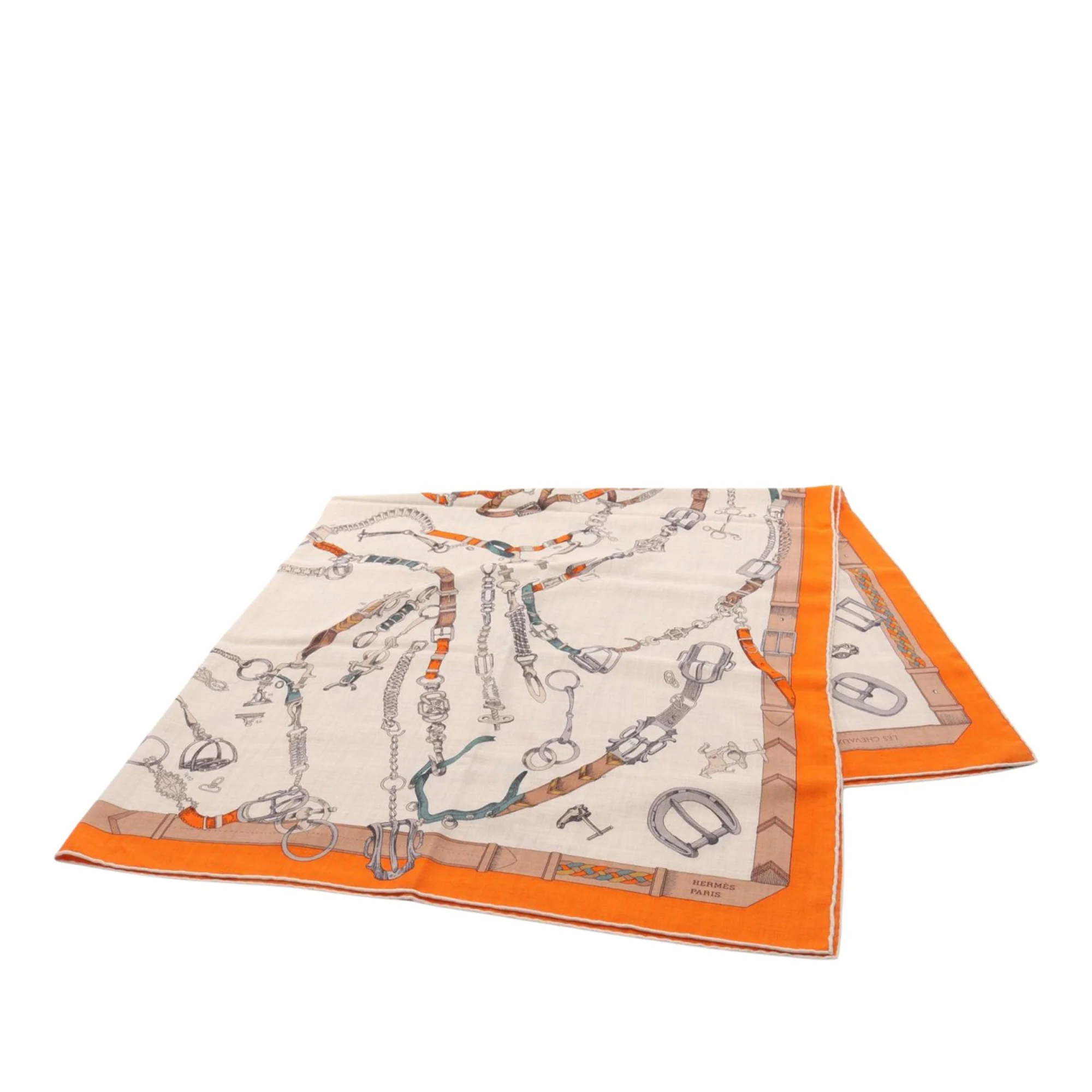 Hermes | Pre-Owned Les Chevaux Dechaines Cashmere Scarf | Beige