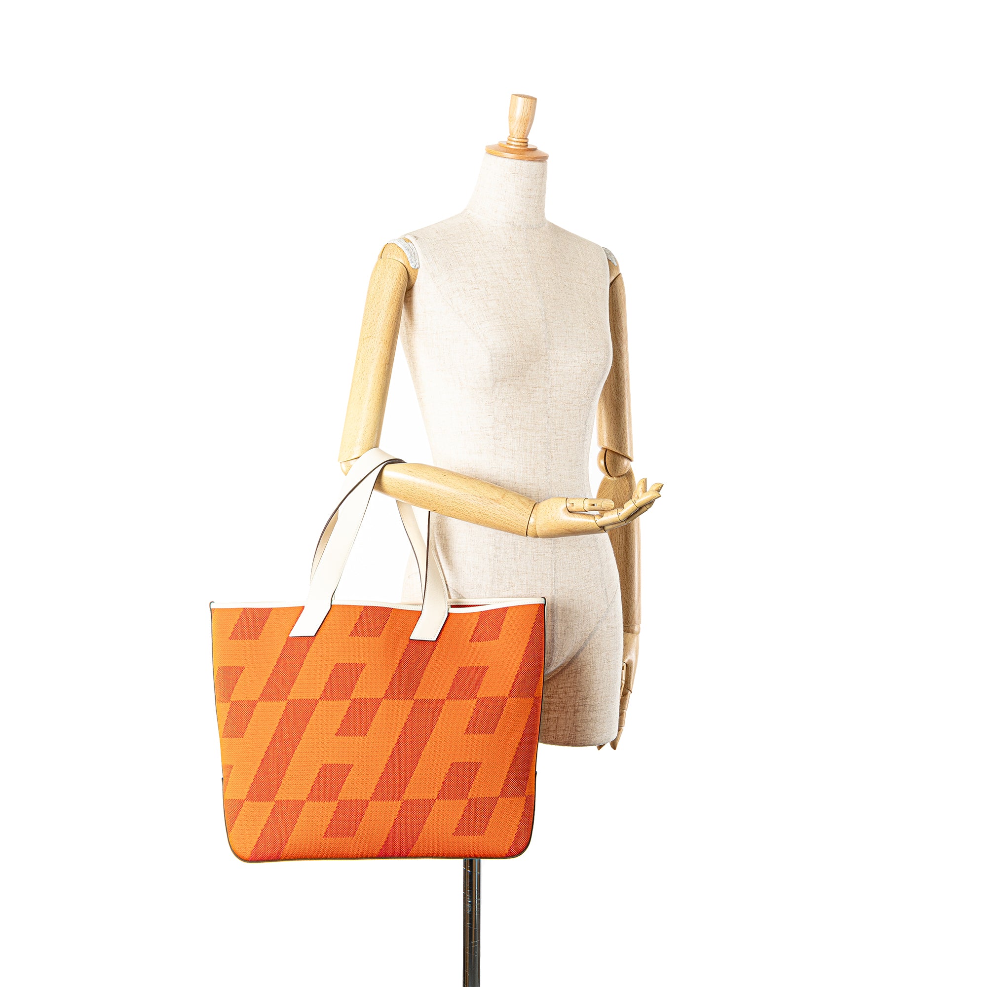 Hermes | Pre-Owned Toile H and Swift Cabas H en Biais 40 | Orange - Image 7