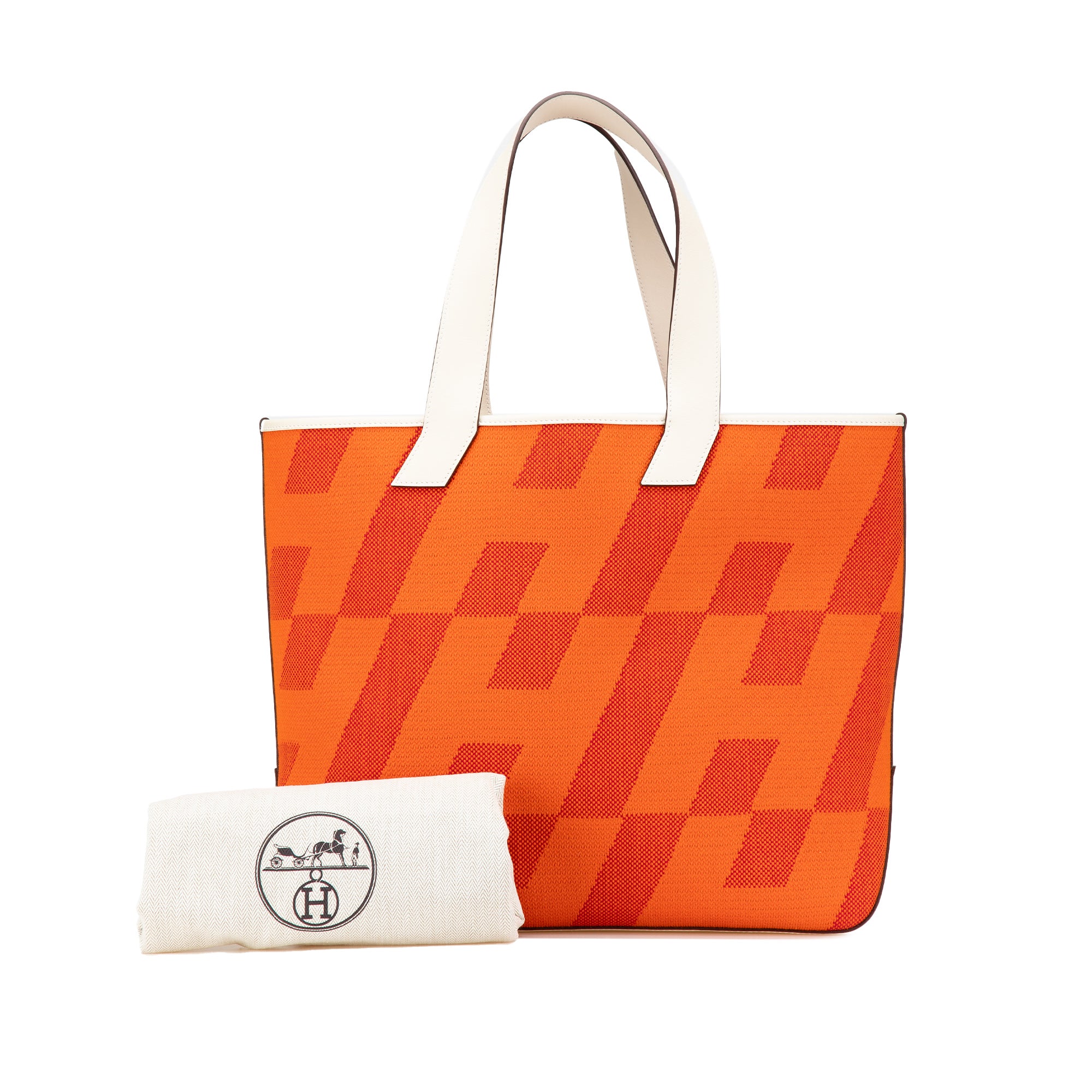 Hermes | Pre-Owned Toile H and Swift Cabas H en Biais 40 | Orange - Image 8