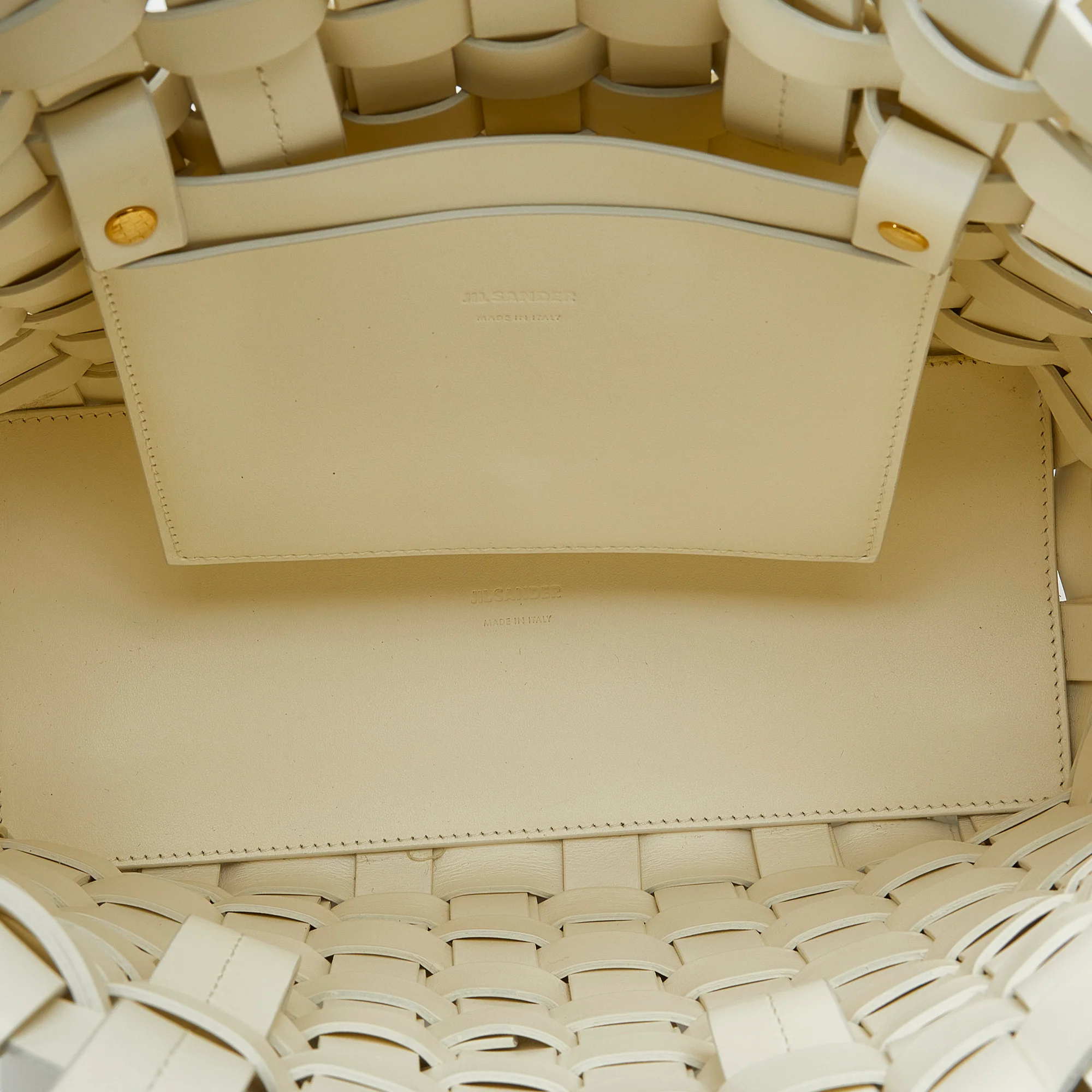 Jil Sander | Pre-Owned Woven Leather Basket Tote | White - Image 5