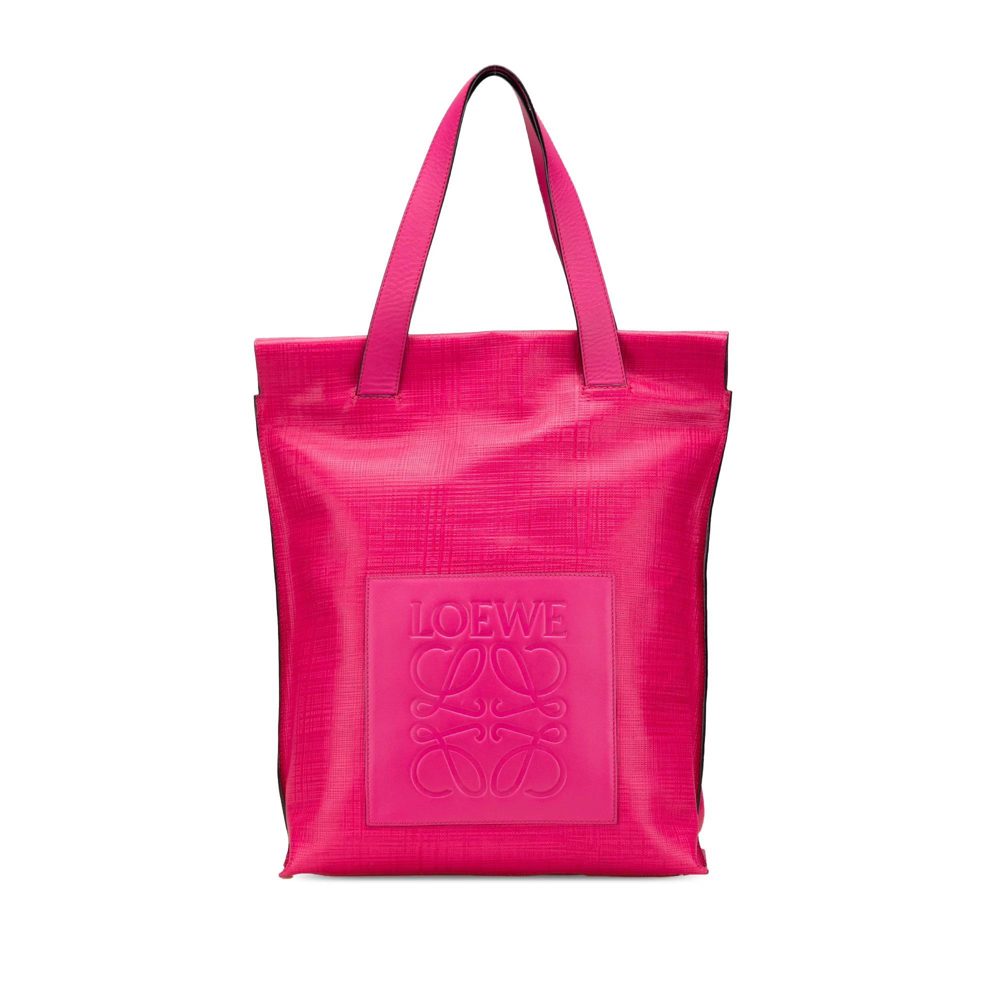 LOEWE | Pre-Owned Anagram Leather Shopper Tote | Pink/Hot Pink