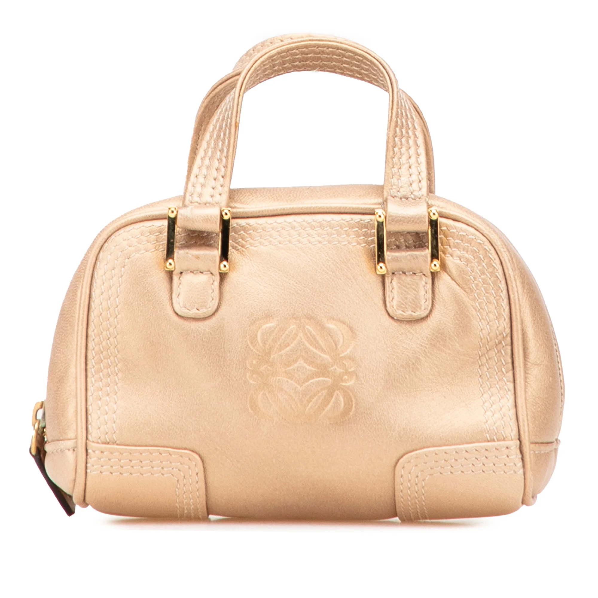 LOEWE | Pre-Owned Micro Metallic Leather Amazona Satchel | Gold