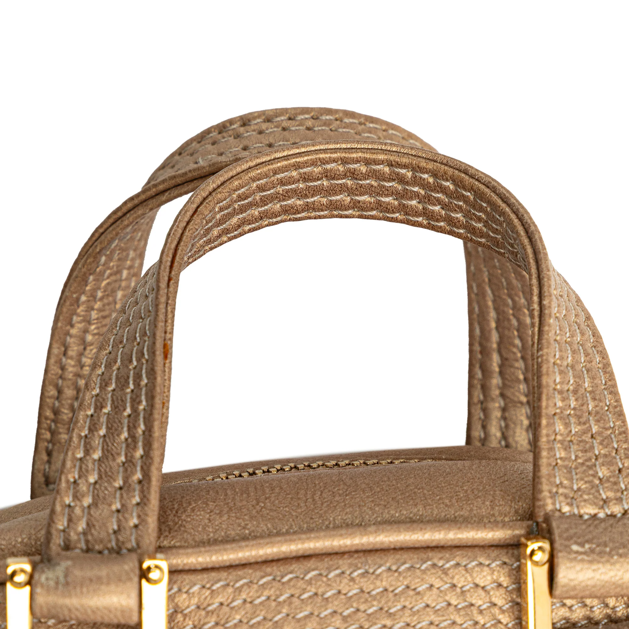 LOEWE | Pre-Owned Micro Metallic Leather Amazona Satchel | Gold - Image 3