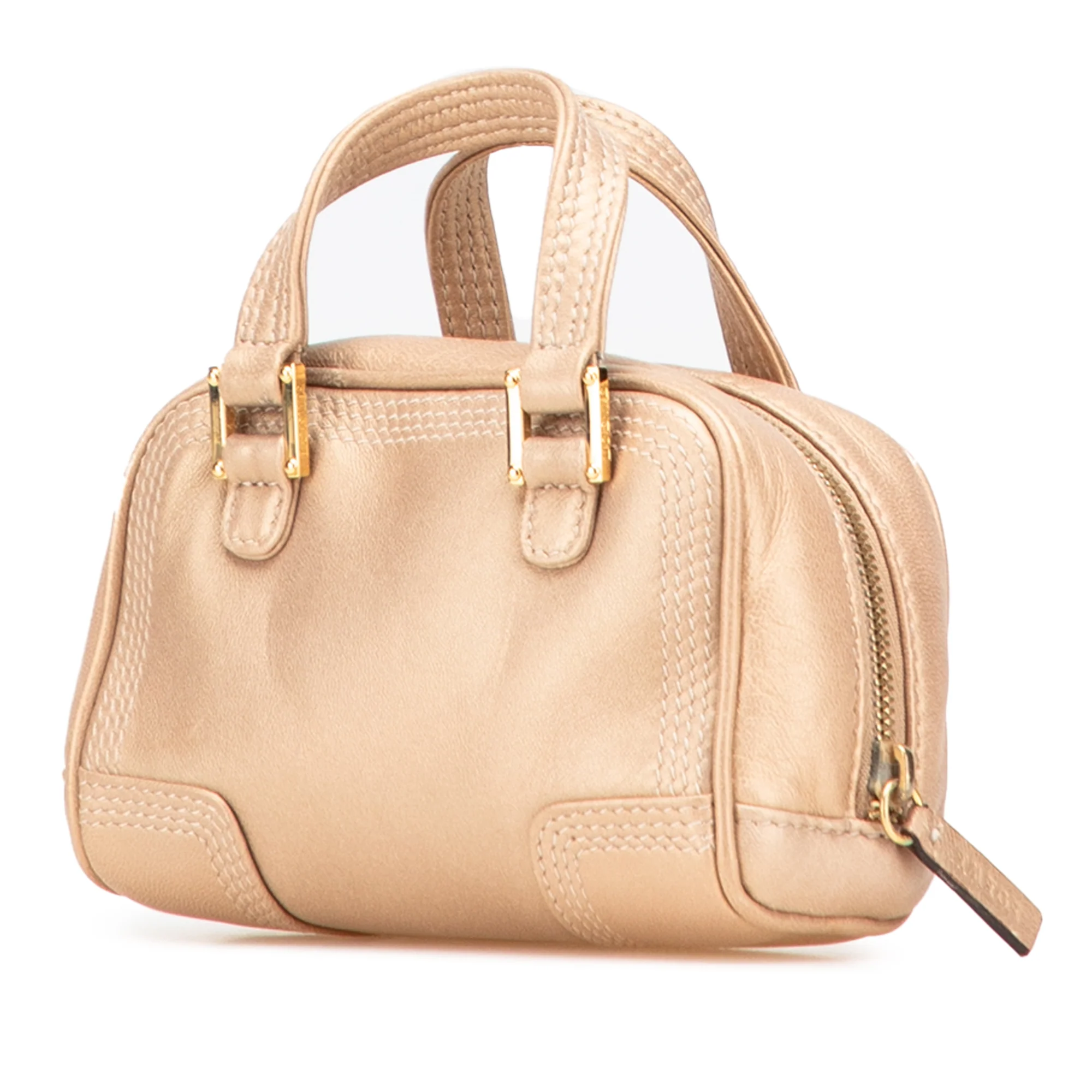 LOEWE | Pre-Owned Micro Metallic Leather Amazona Satchel | Gold - Image 5