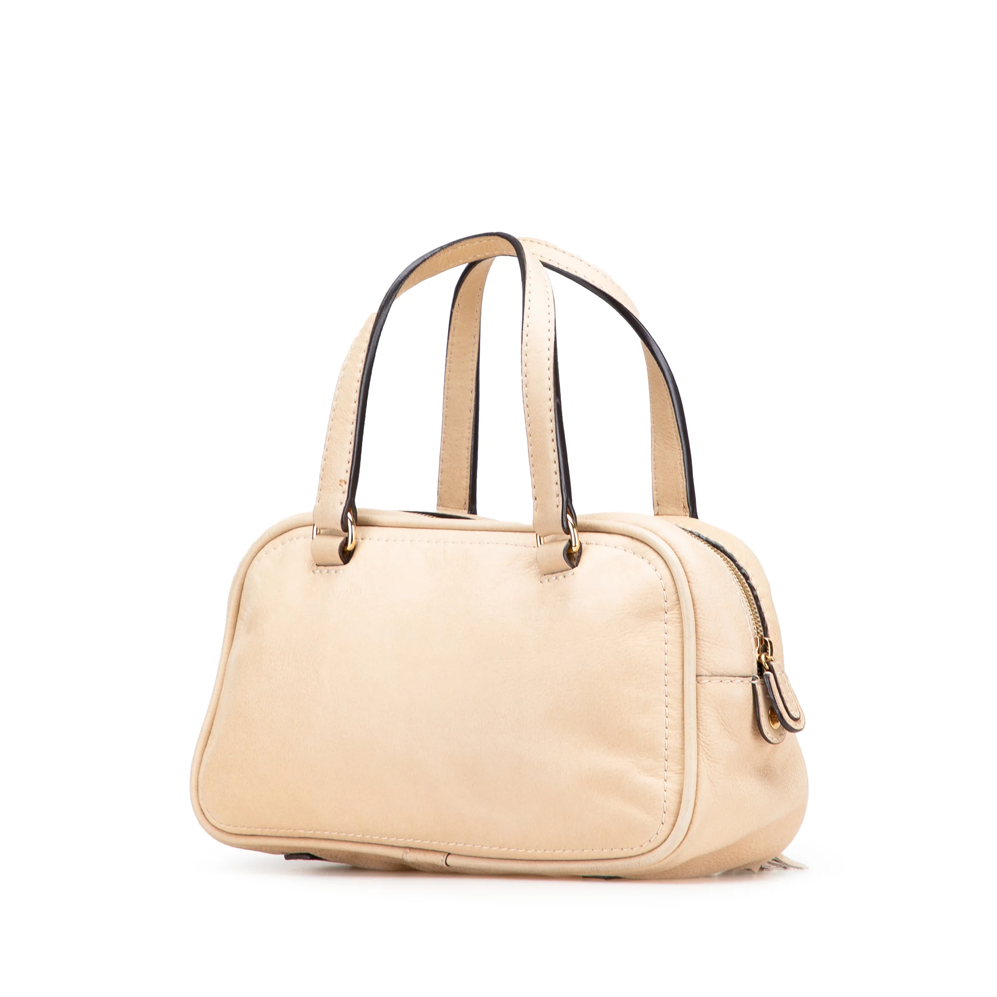 LOEWE | Pre-Owned Mini Anagram Leather Tassel Handbag | Brown/Light Beige - Image 5
