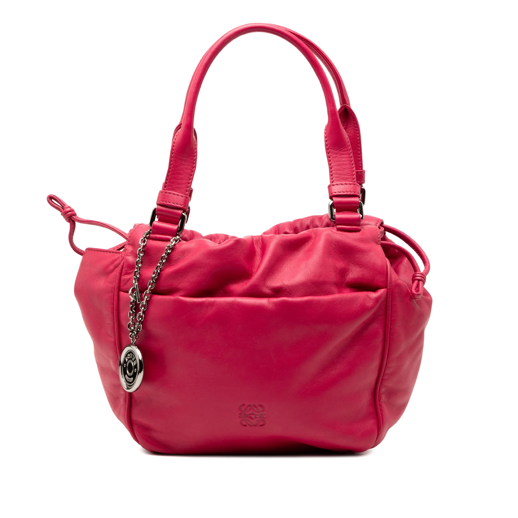 LOEWE | Pre-Owned Nappa Anagram Drawstring Tote | Pink/Dark Pink