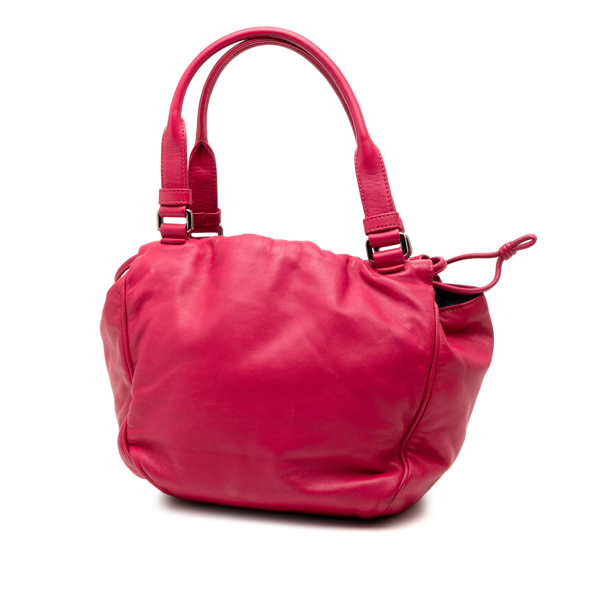LOEWE | Pre-Owned Nappa Anagram Drawstring Tote | Pink/Dark Pink - Image 2