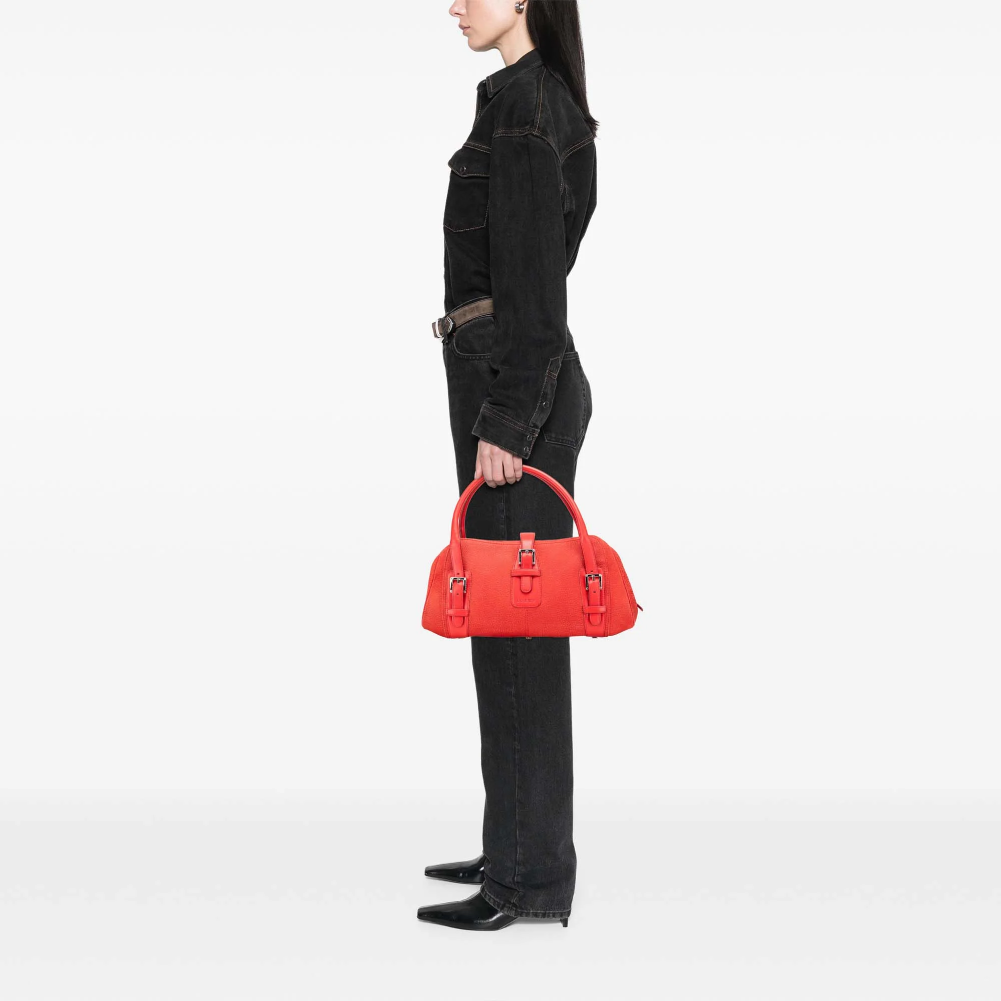 LOEWE | Pre-Owned Nubuck Senda Handbag | Red - Image 5