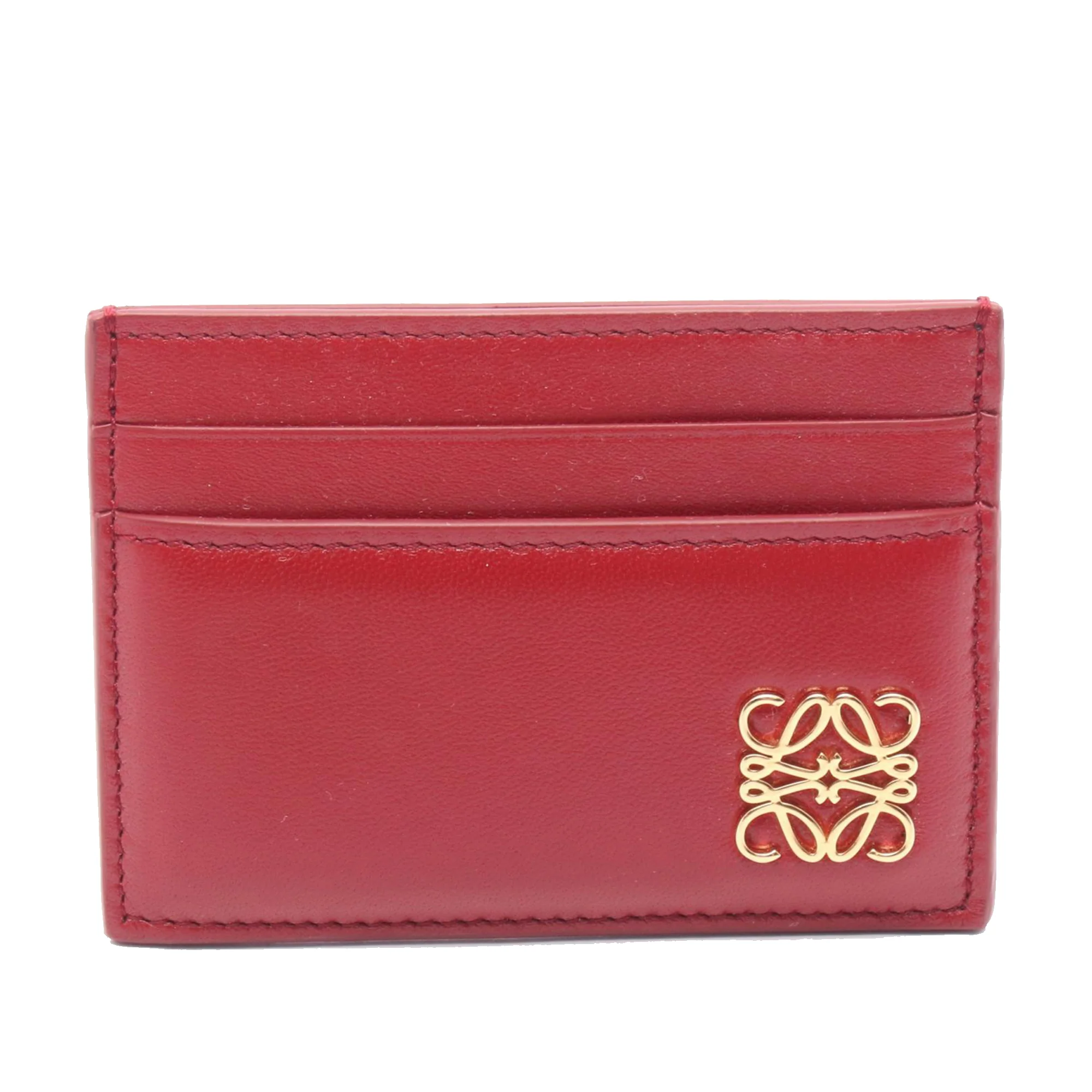LOEWE | Pre-Owned Shiny Nappa Calfskin Puffer Anagram Plain Card Holder | Red