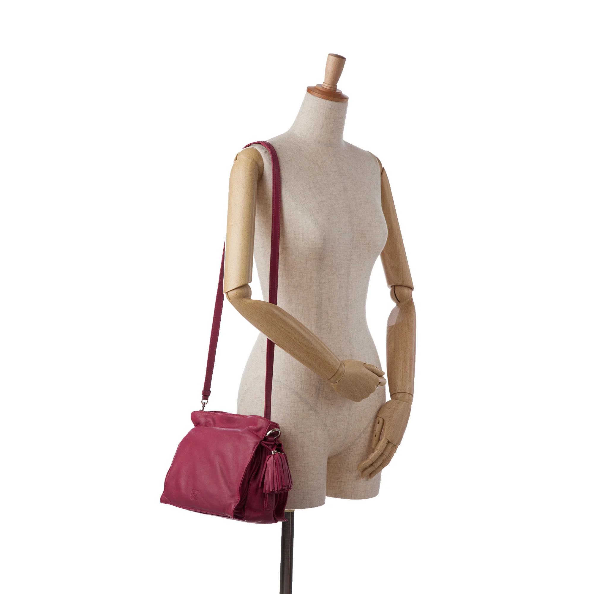 LOEWE | Pre-Owned Small Leather Flamenco Crossbody Bag | Pink/Hot Pink - Image 3