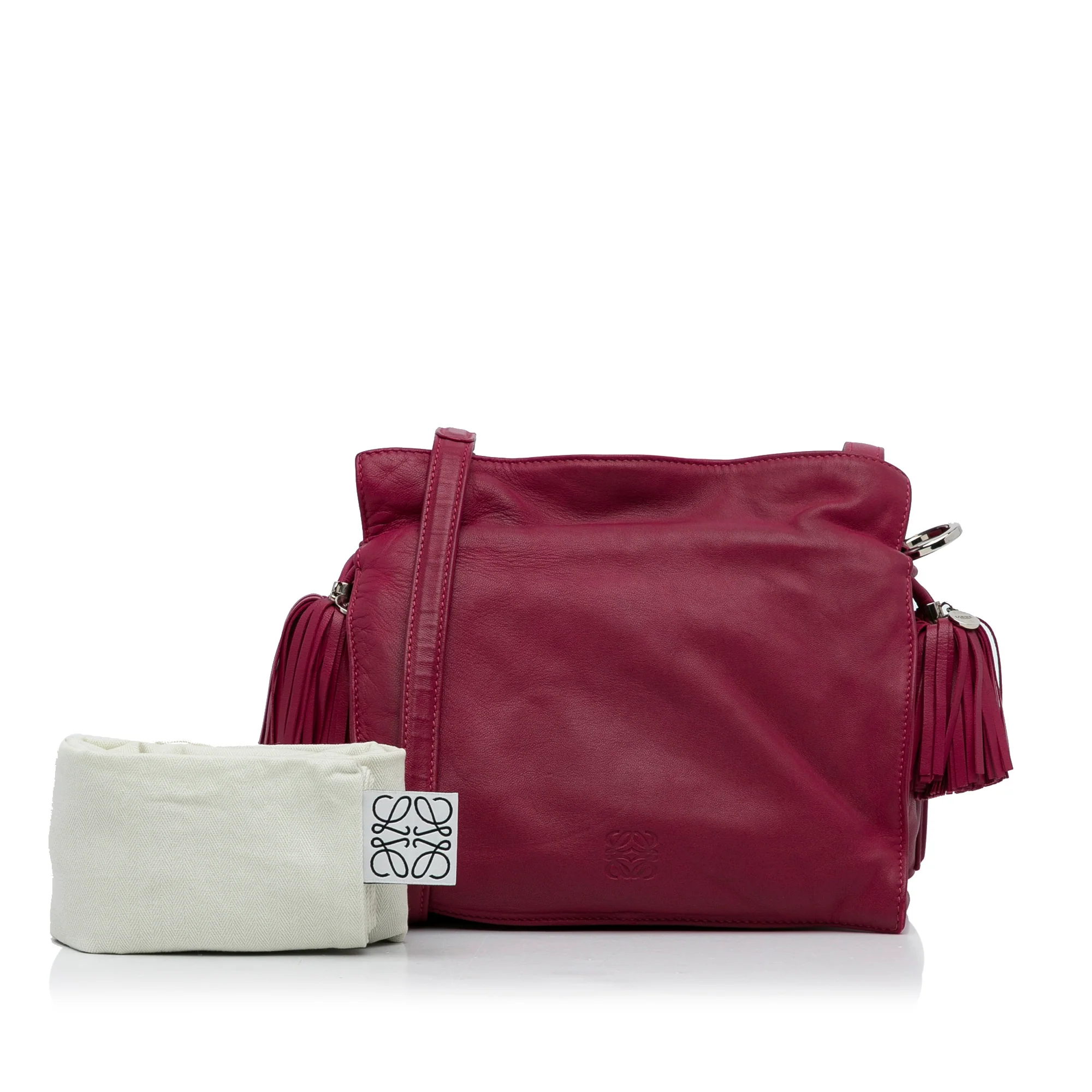LOEWE | Pre-Owned Small Leather Flamenco Crossbody Bag | Pink/Hot Pink - Image 4