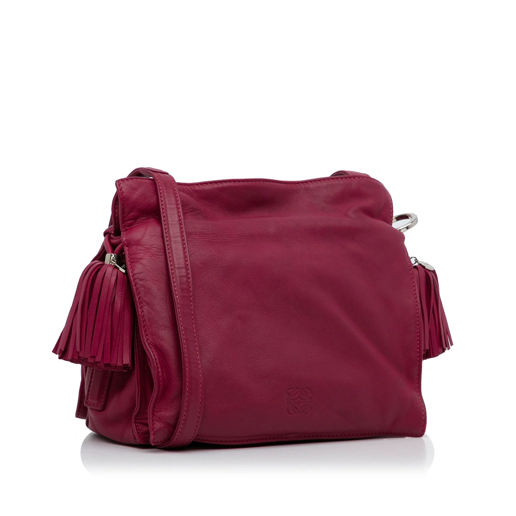 LOEWE | Pre-Owned Small Leather Flamenco Crossbody Bag | Pink/Hot Pink - Image 5