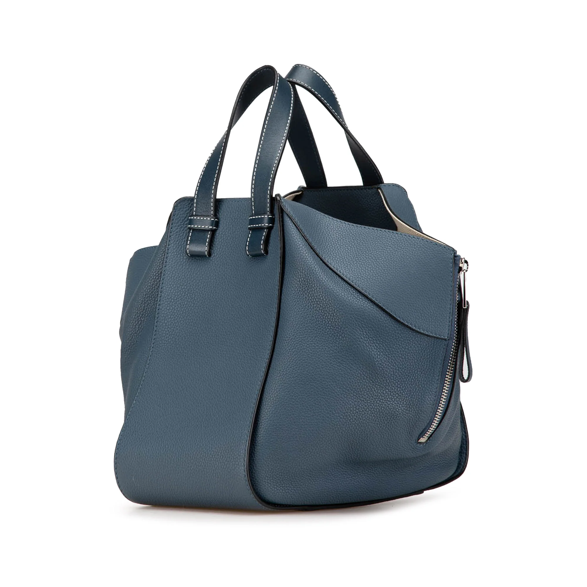 LOEWE | Pre-Owned Small Leather Hammock Bag | Blue - Image 4