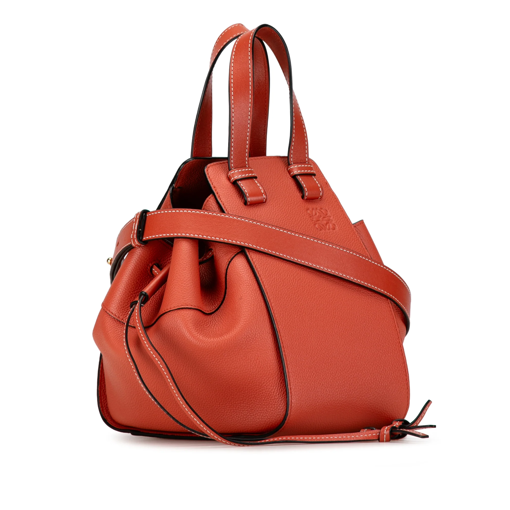 LOEWE | Pre-Owned Small Leather Hammock Satchel | Orange - Image 2