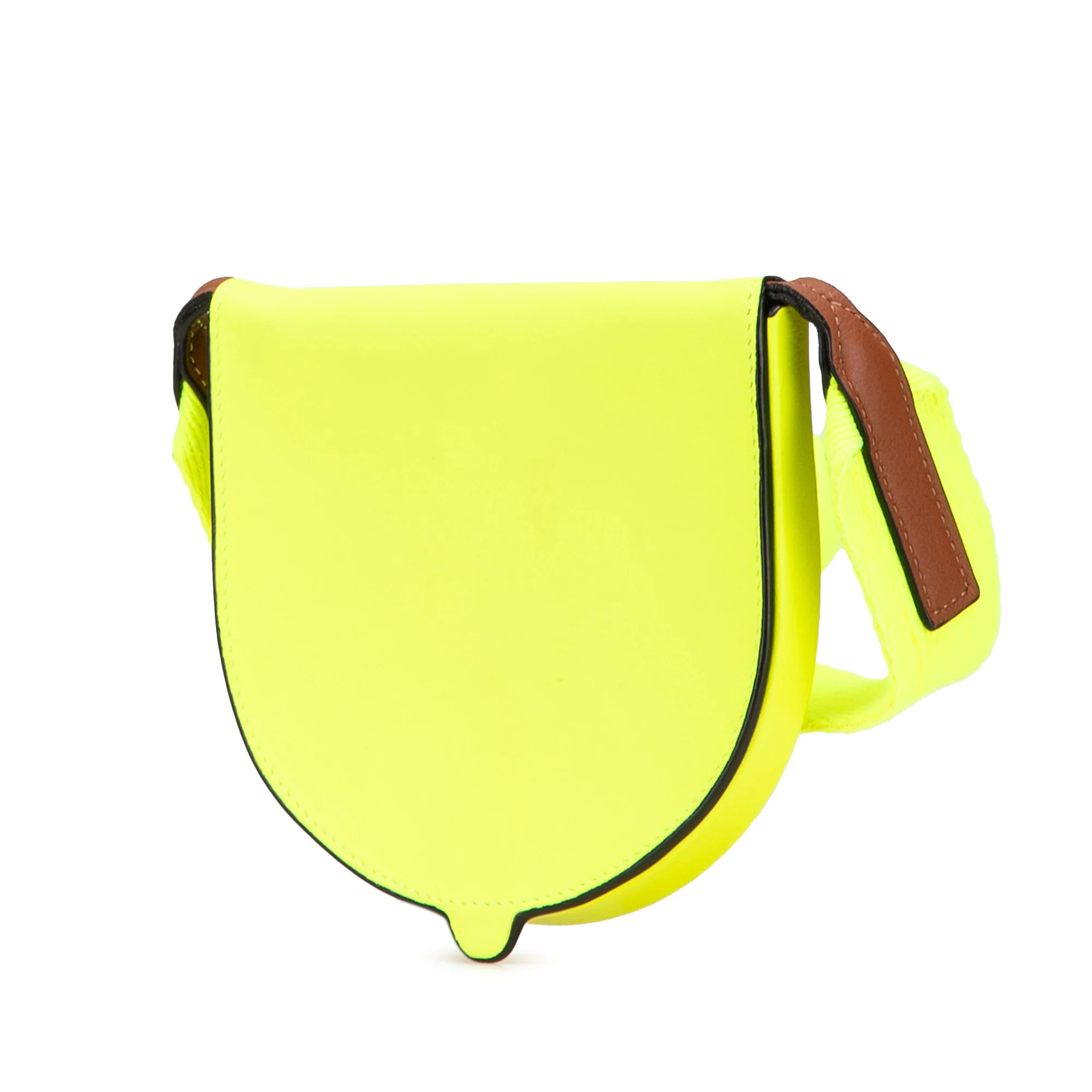 LOEWE | Pre-Owned Small Smooth Calfskin Smiley Heel Crossbody | Yellow/Neon Yellow - Image 4