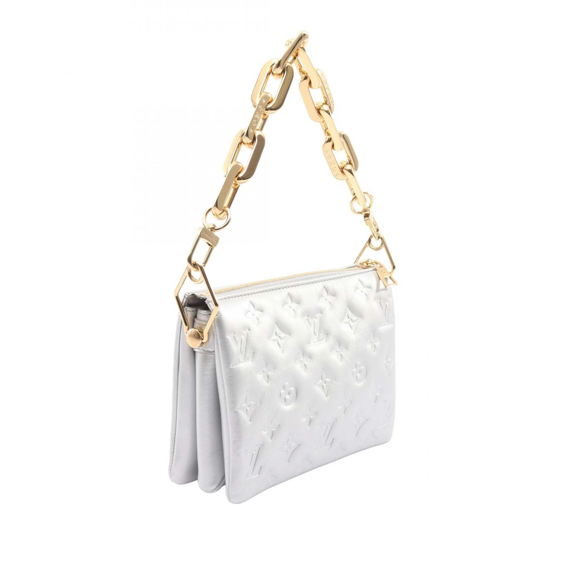 Louis Vuitton | Pre-Owned Monogram Embossed Puffy Lambskin Coussin PM | Silver - Image 2