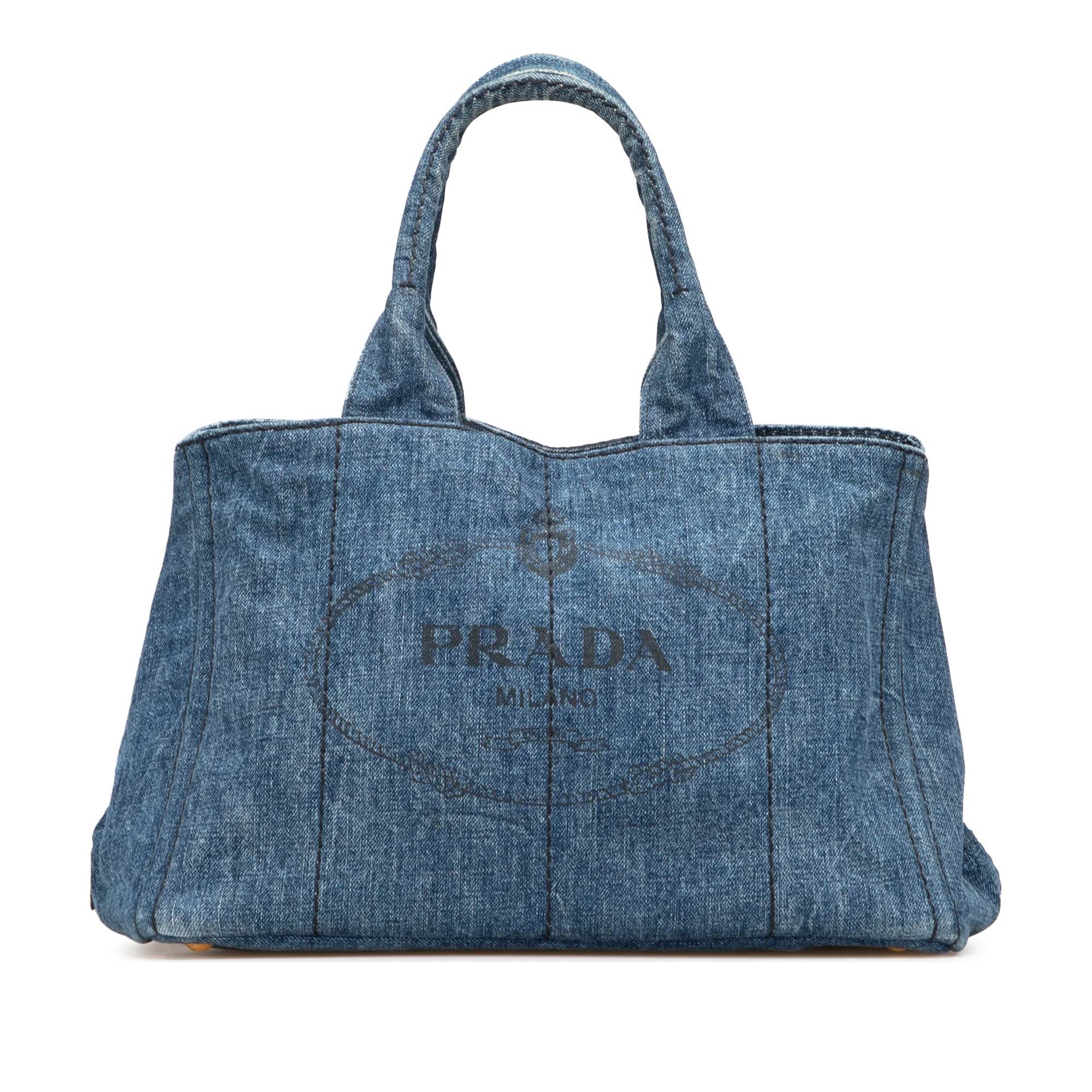Prada | Pre-Owned Denim Canapa Logo Satchel | Blue/Denim