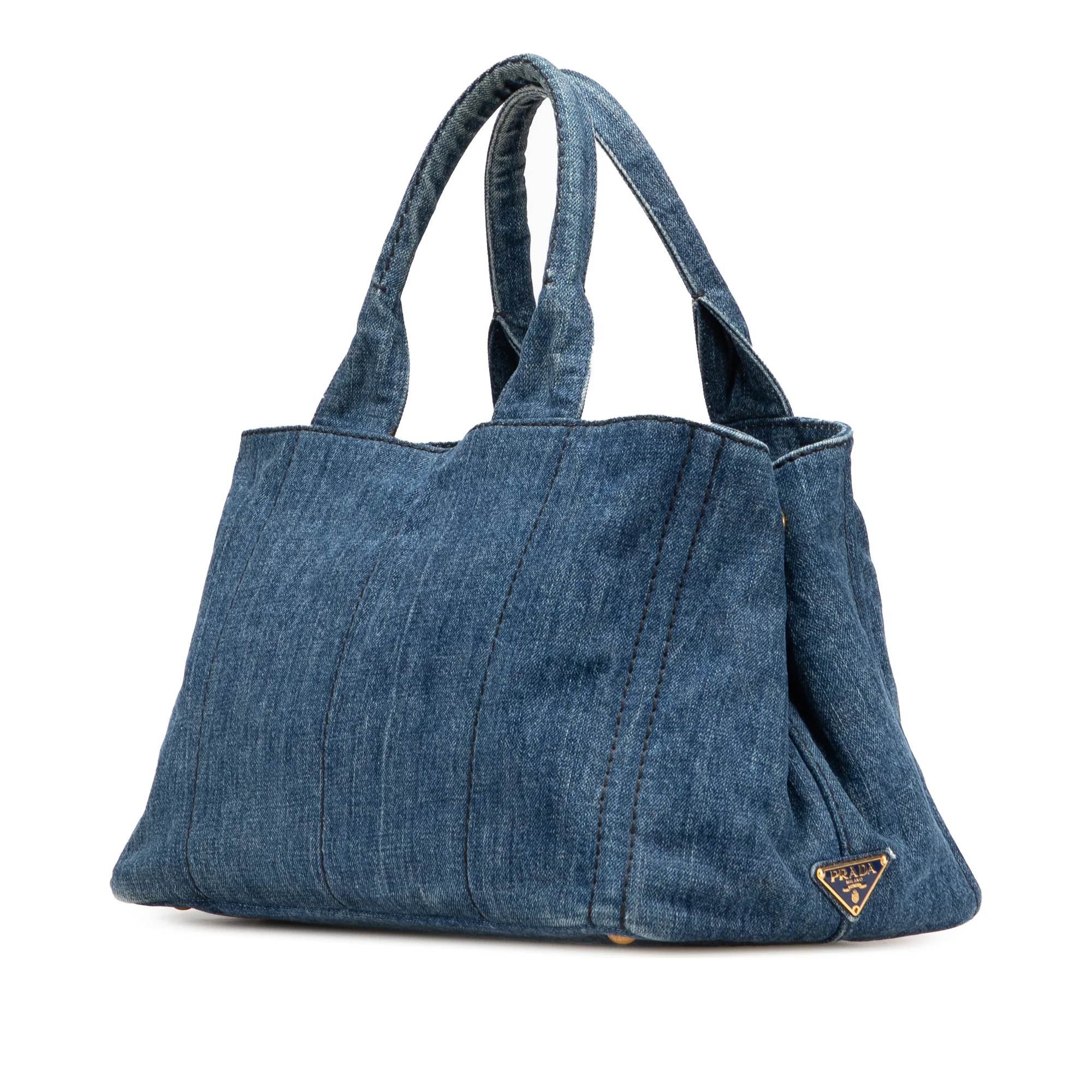 Prada | Pre-Owned Denim Canapa Logo Satchel | Blue/Denim - Image 7
