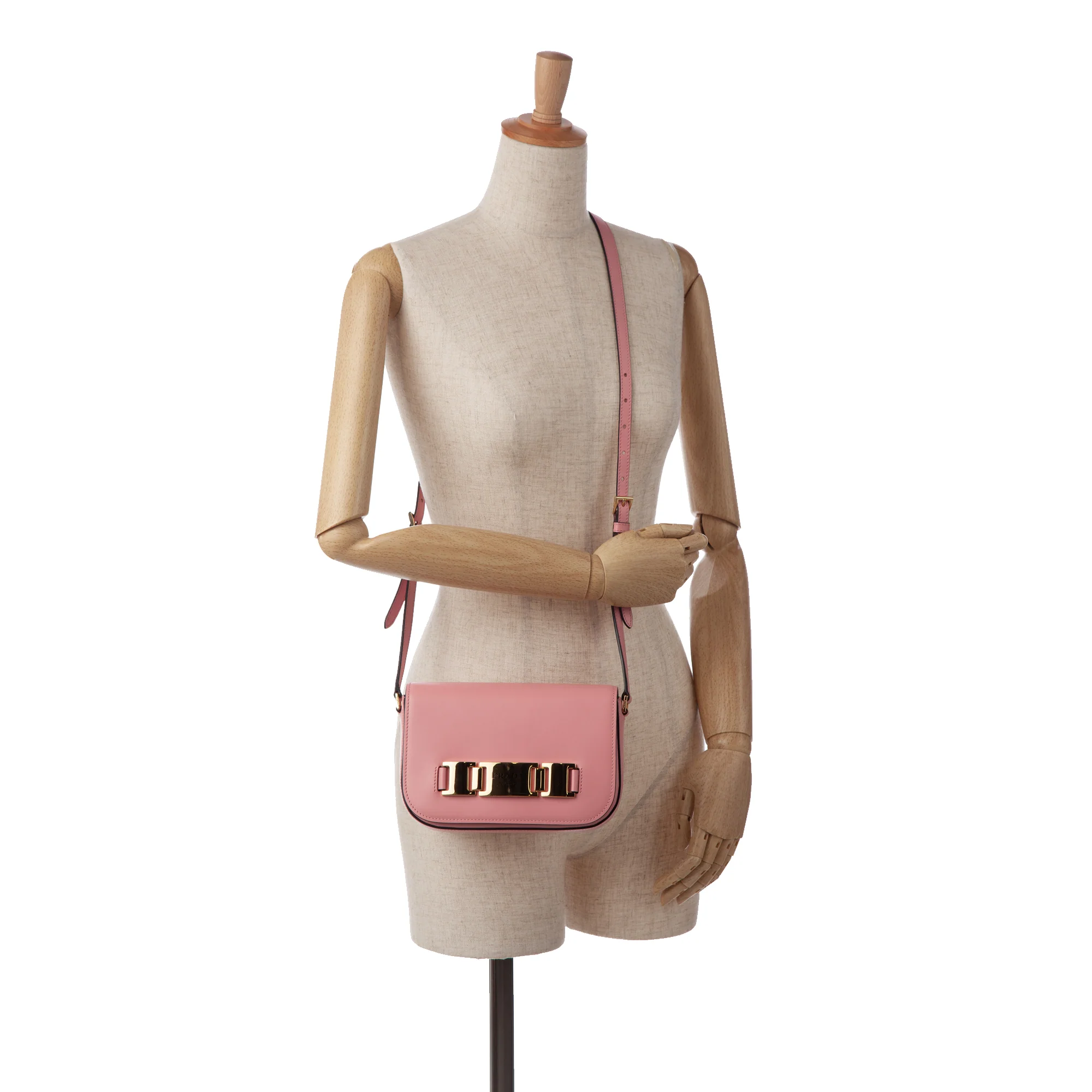 Prada | Pre-Owned Glace Calf Studded Etiquette Crossbody | Pink/Blush - Image 2