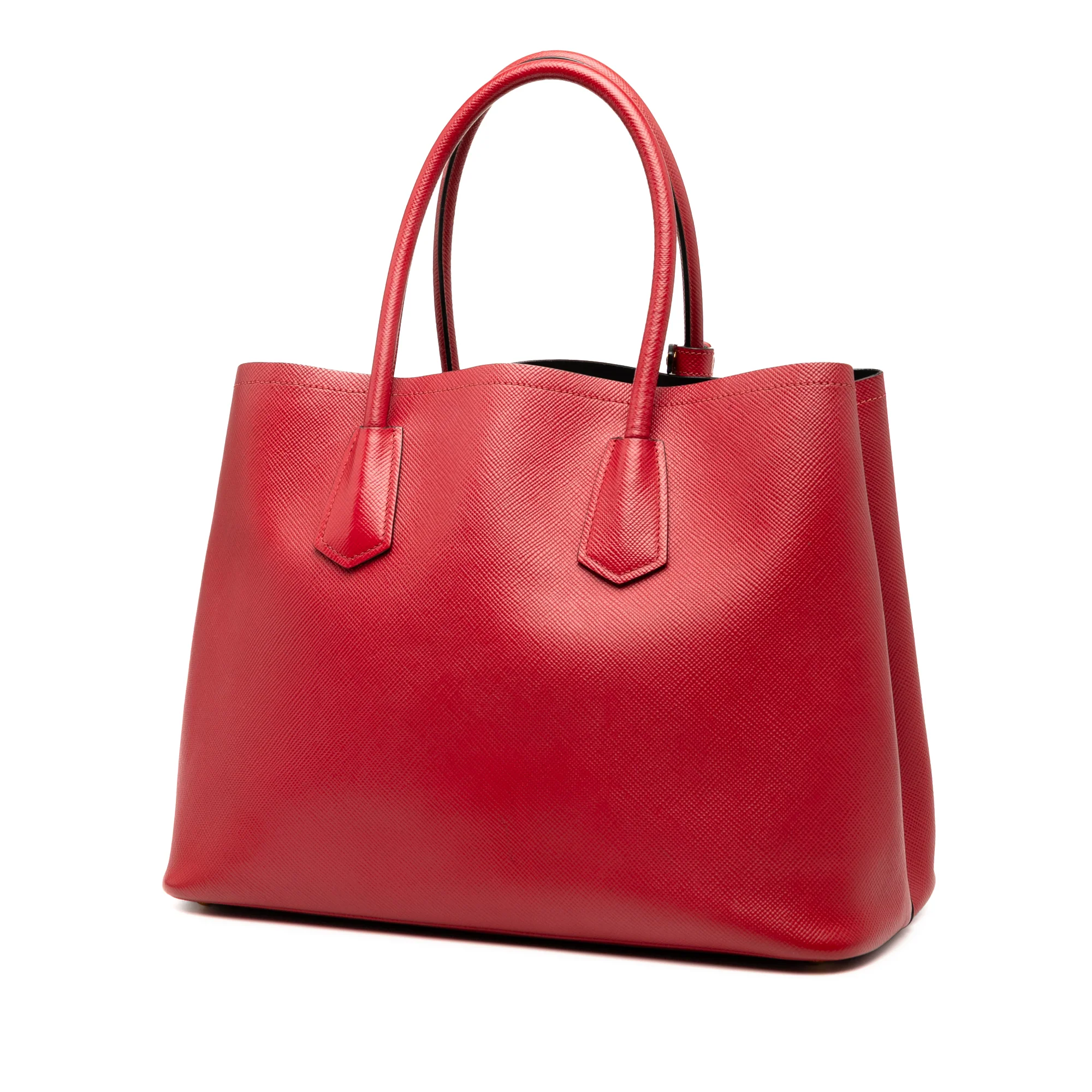 Prada | Pre-Owned Large Saffiano Cuir Double Satchel | Red - Image 2