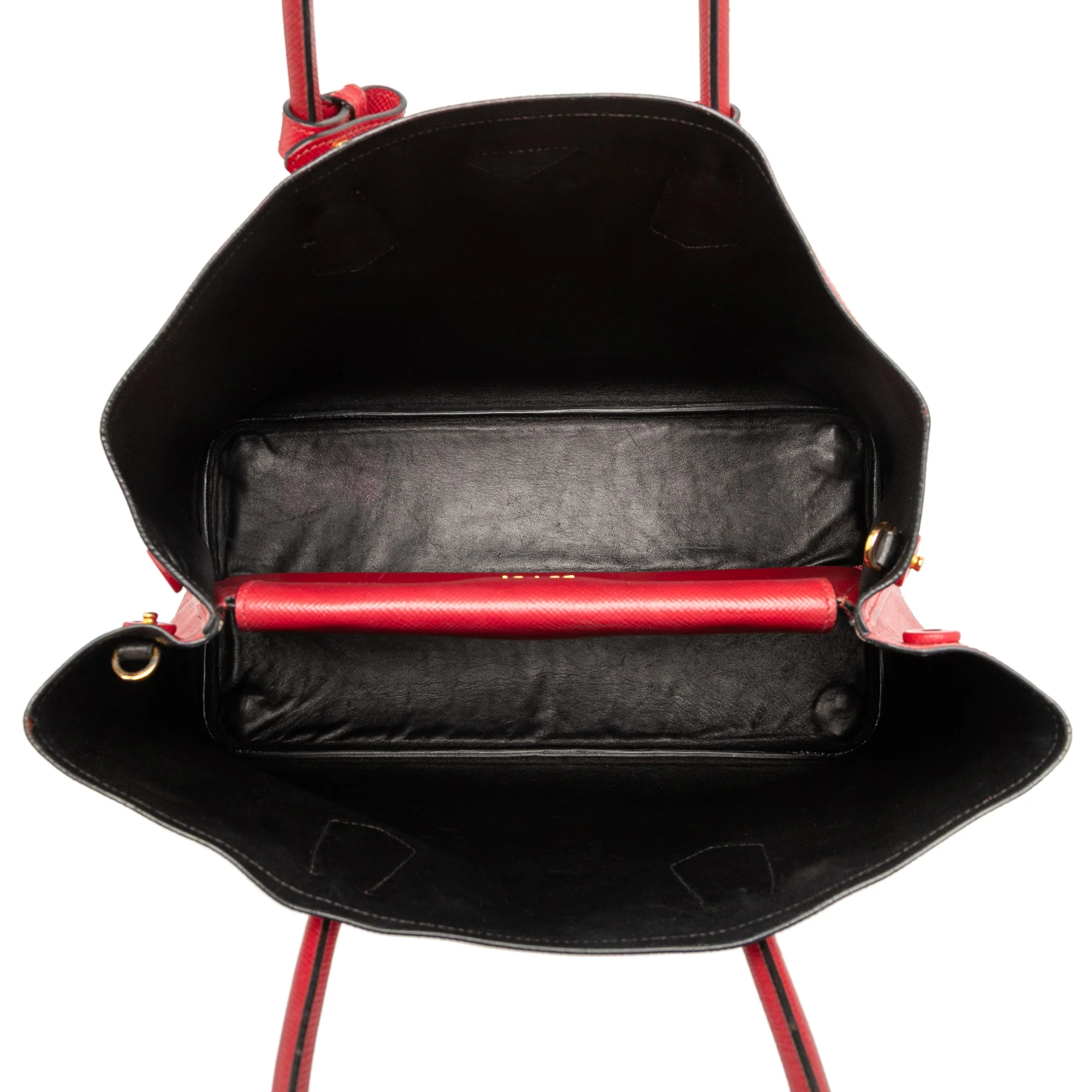 Prada | Pre-Owned Large Saffiano Cuir Double Satchel | Red - Image 4