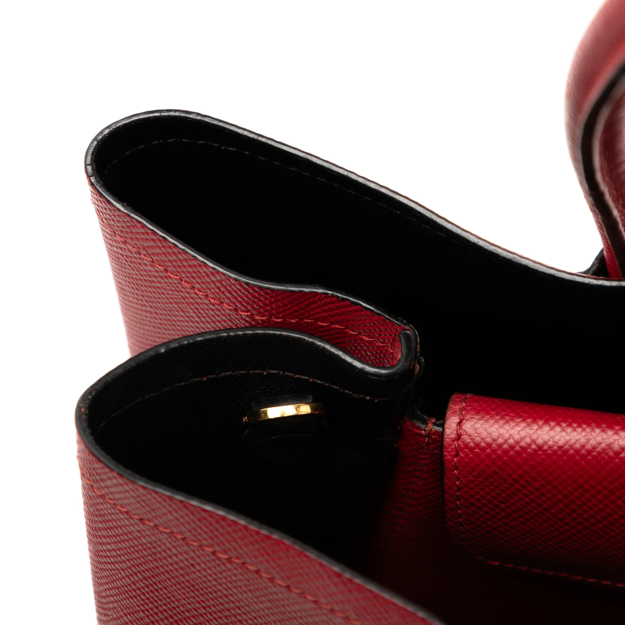 Prada | Pre-Owned Large Saffiano Cuir Double Satchel | Red - Image 7