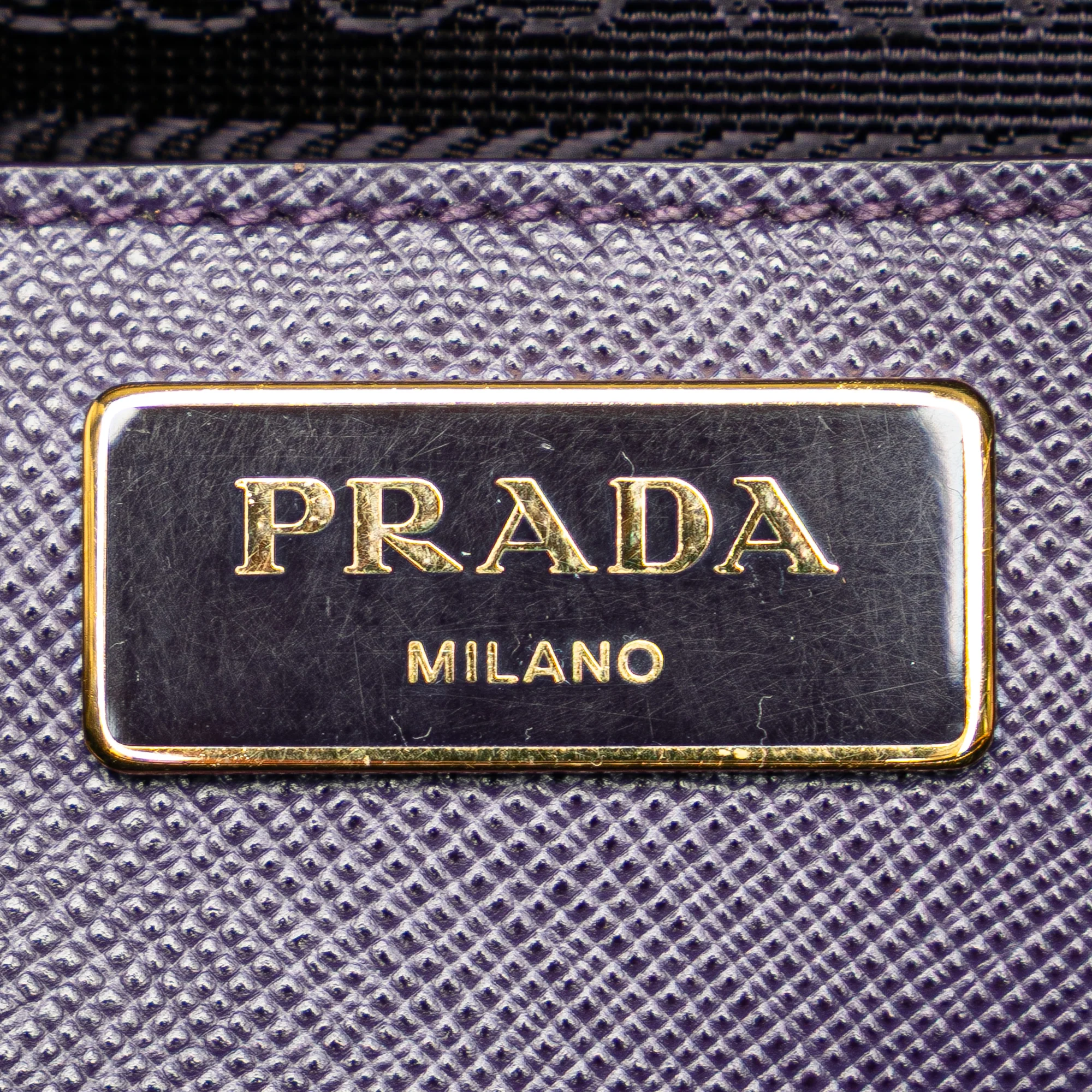 Prada | Pre-Owned Medium Saffiano Lux Promenade Satchel | Purple/Dark Purple - Image 6