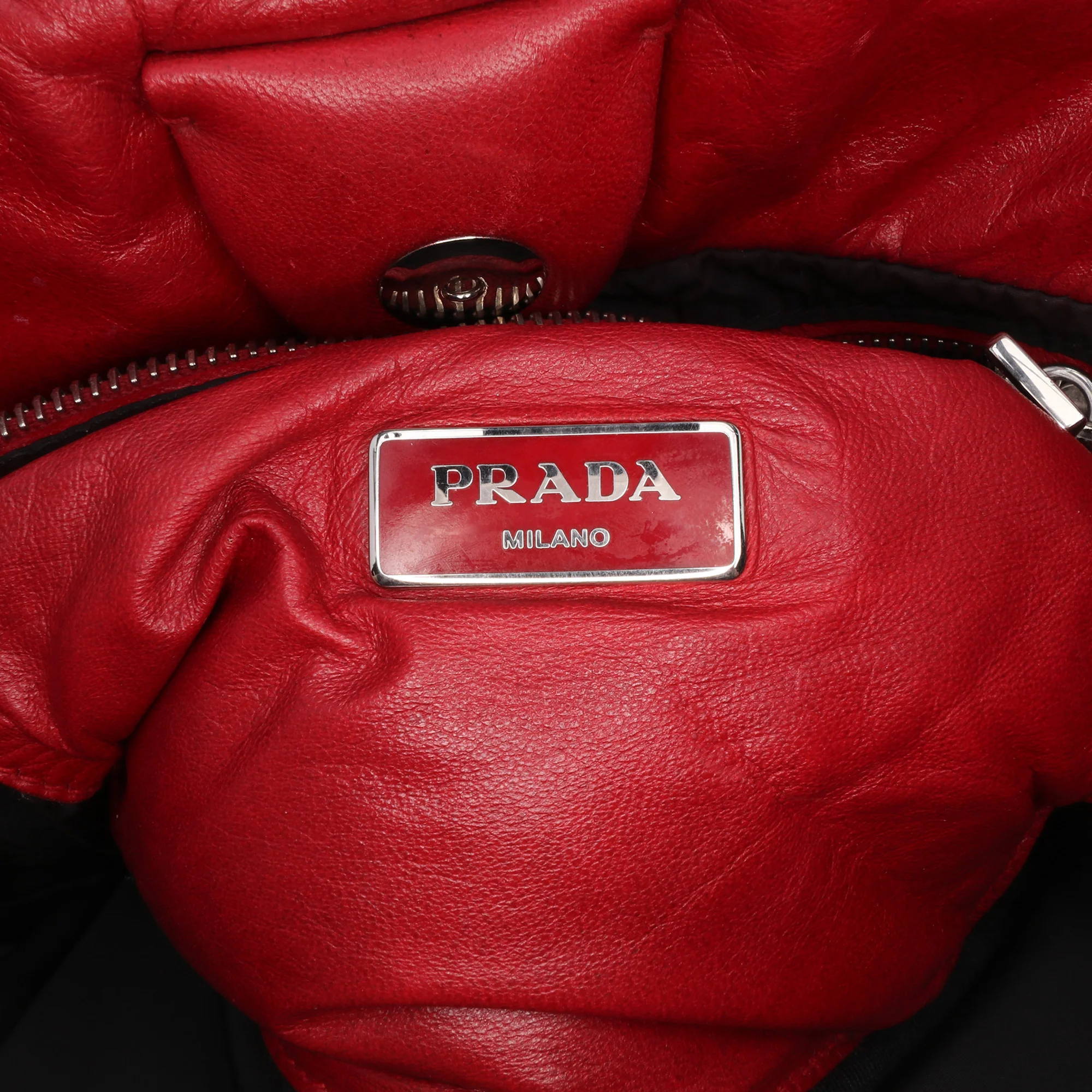 Prada | Pre-Owned Nappa Bomber Satchel | Red - Image 6