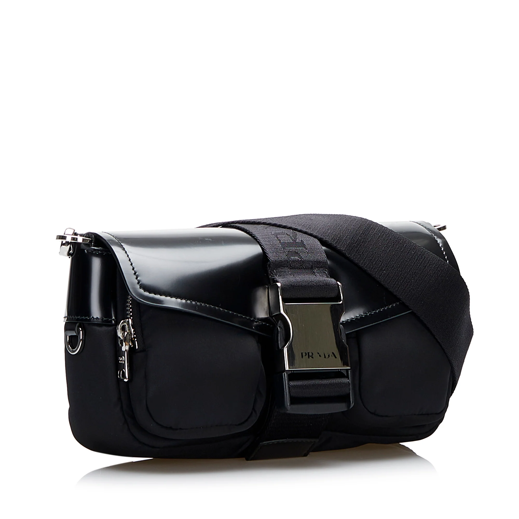 Prada | Pre-Owned Re-Nylon & Spazzolato Pocket Crossbody | Black - Image 12