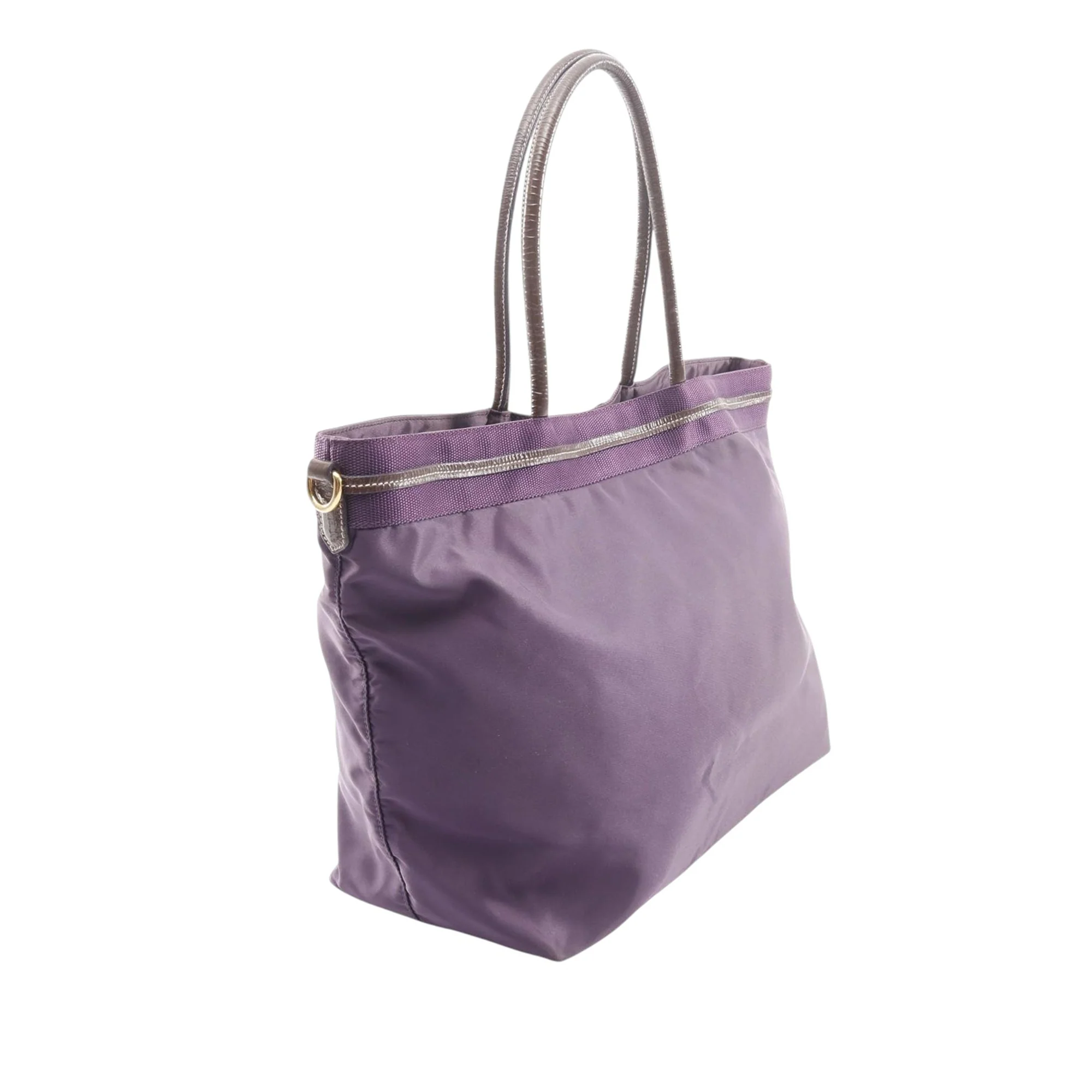 Prada | Pre-Owned Re-Nylon Jacquard Tote | Purple - Image 2