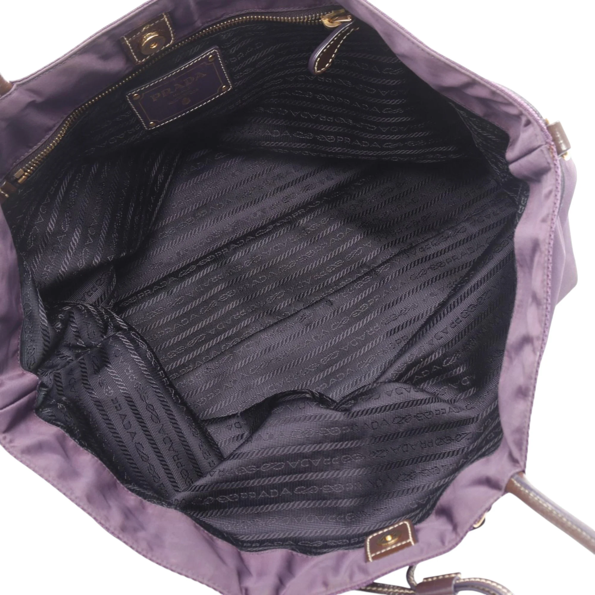 Prada | Pre-Owned Re-Nylon Jacquard Tote | Purple - Image 3