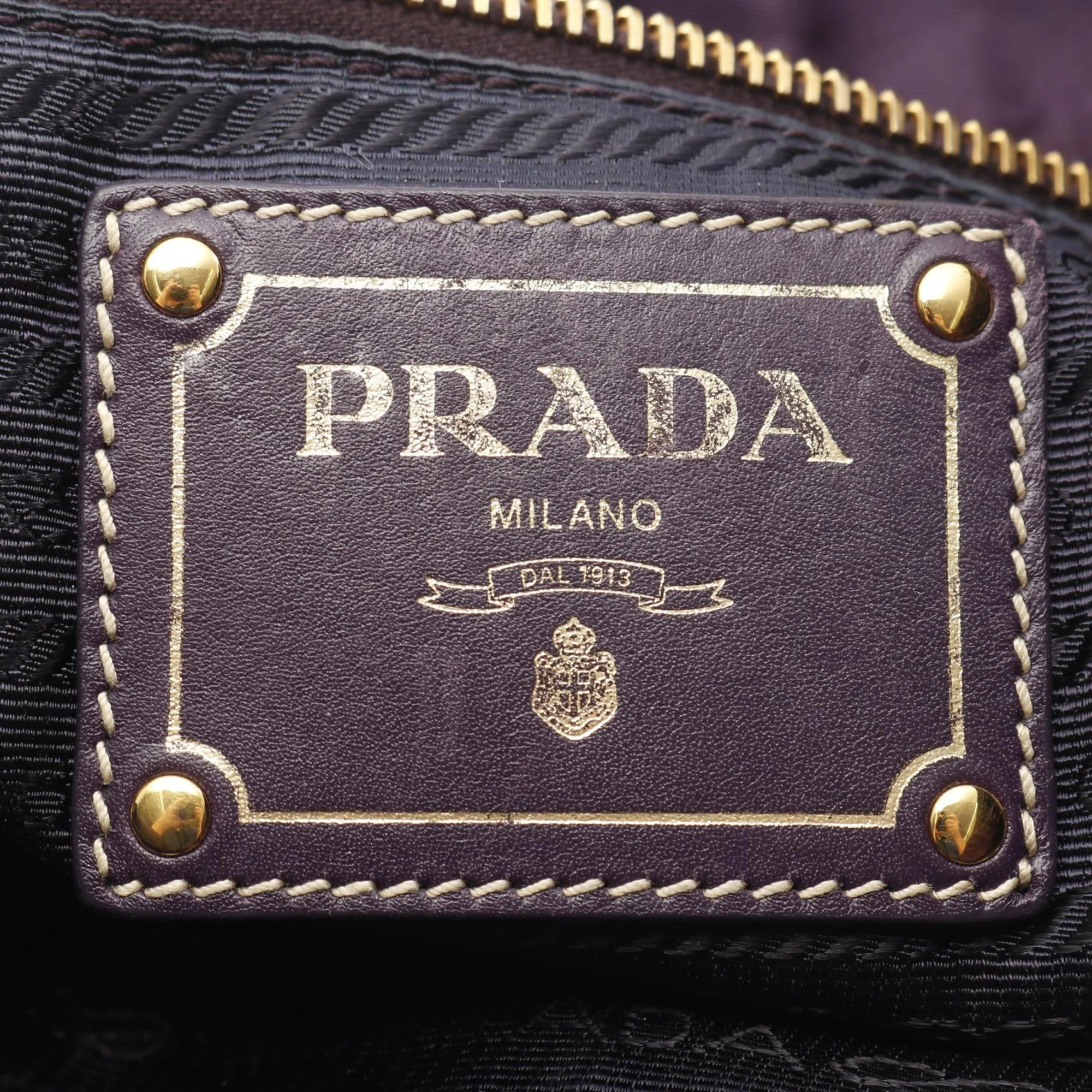 Prada | Pre-Owned Re-Nylon Jacquard Tote | Purple - Image 4