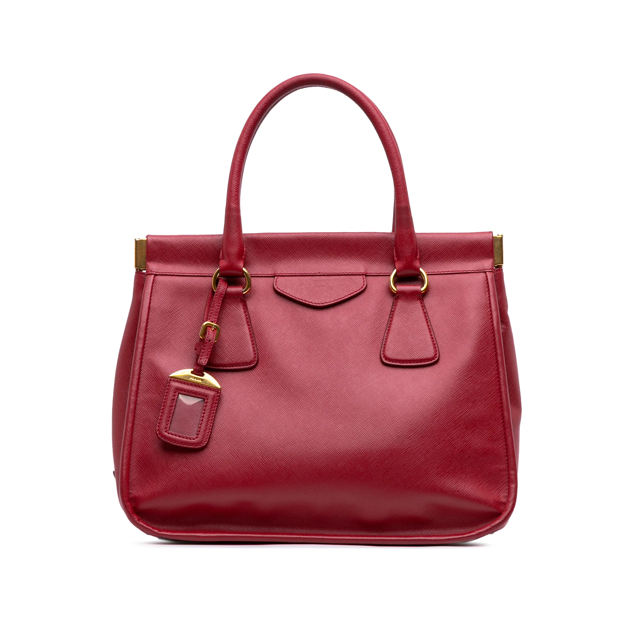Prada | Pre-Owned Saffiano Lux Frame Tote | Red