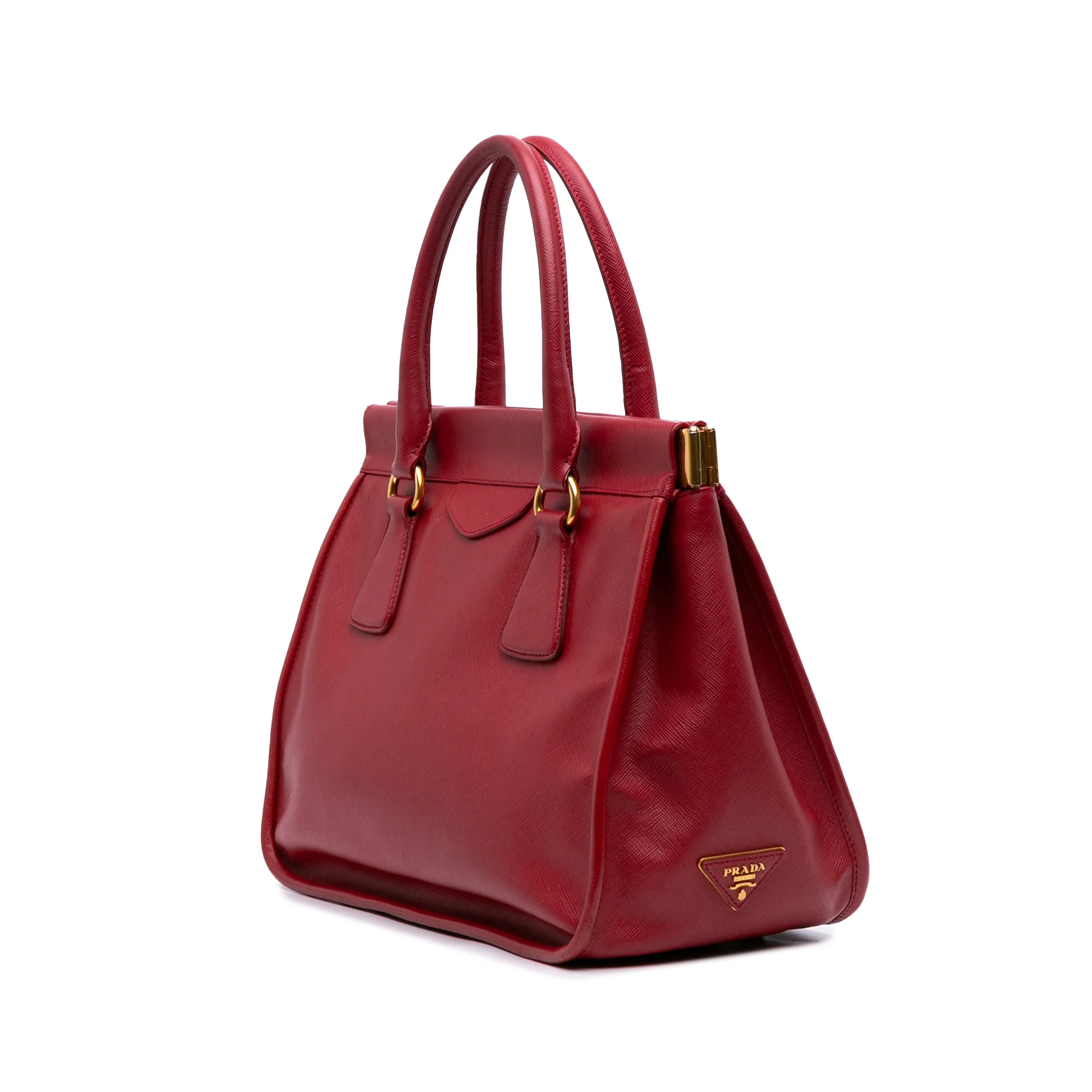 Prada | Pre-Owned Saffiano Lux Frame Tote | Red - Image 3