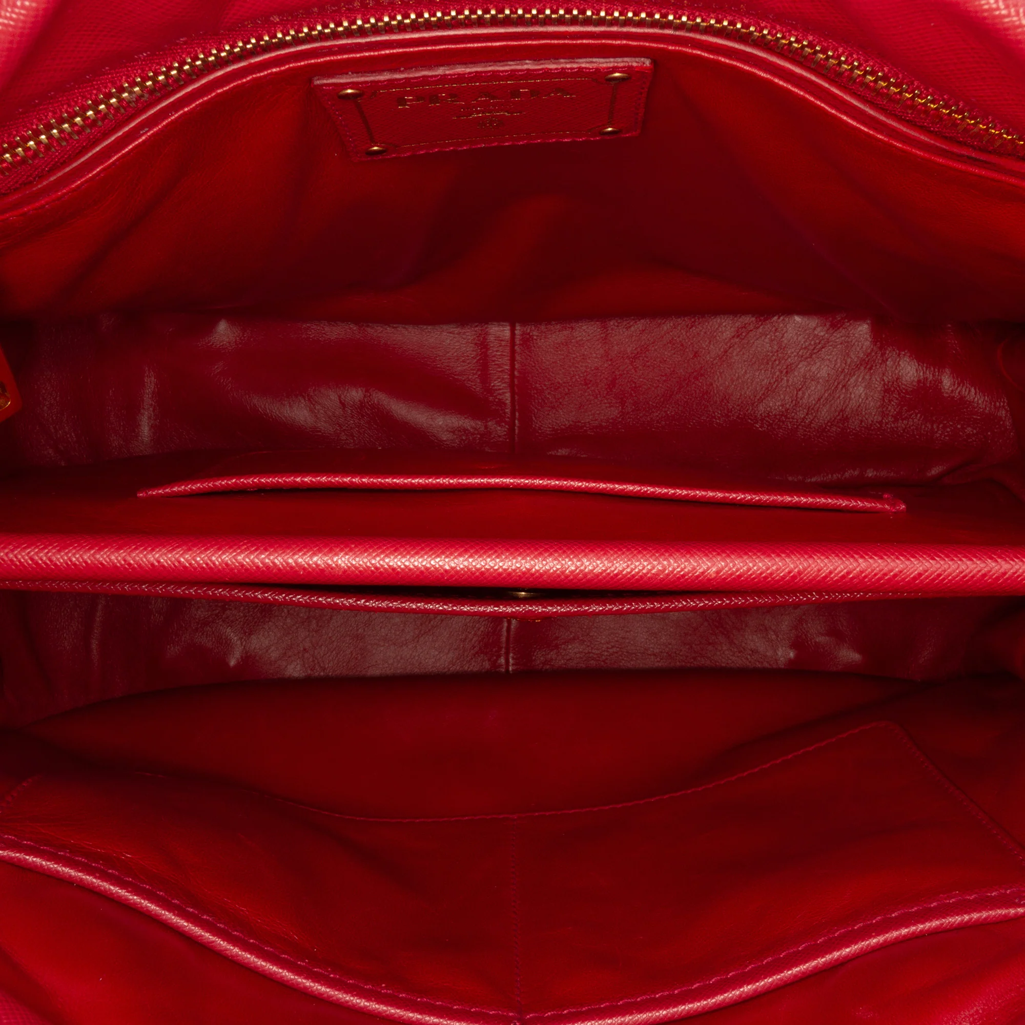 Prada | Pre-Owned Saffiano Lux Frame Tote | Red - Image 5