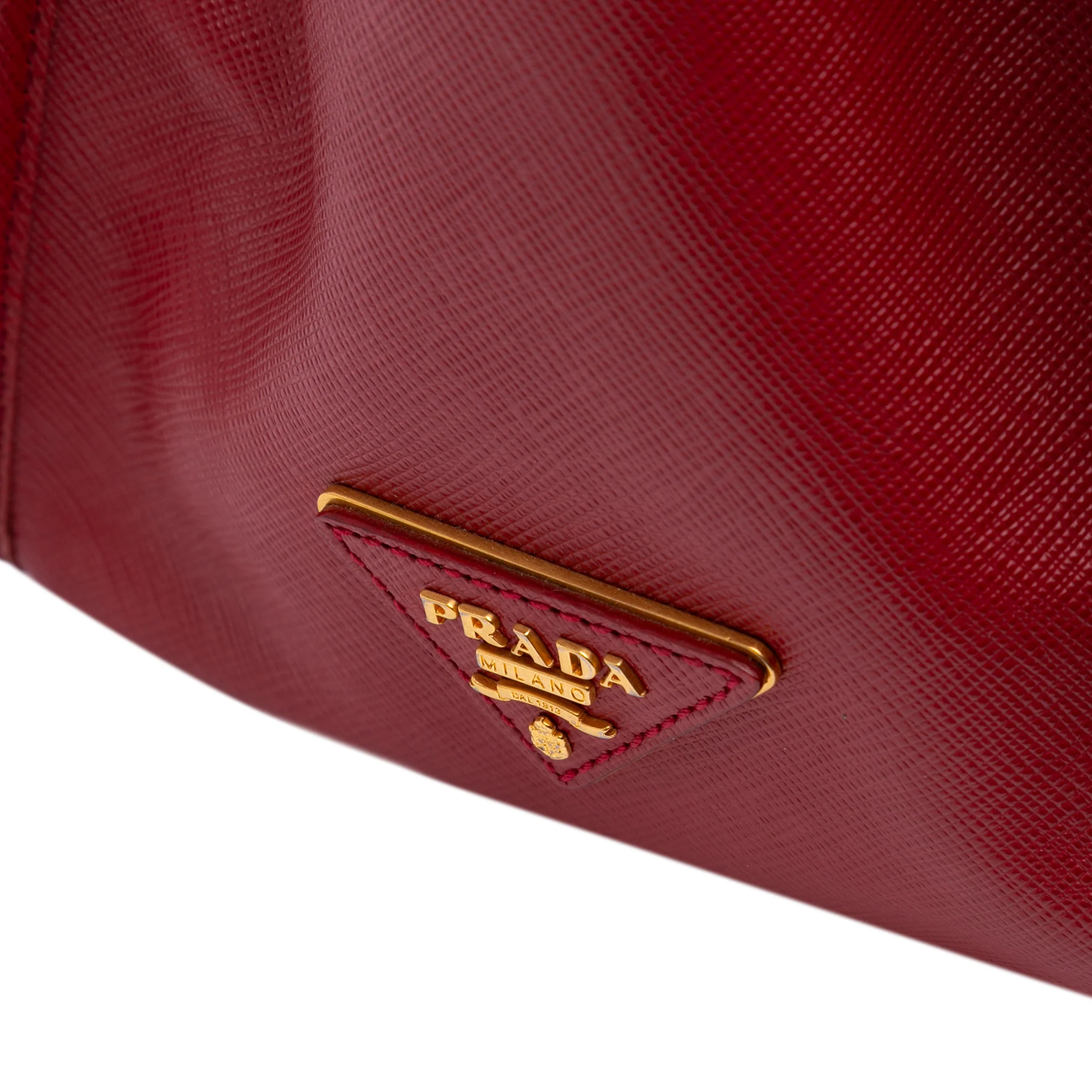 Prada | Pre-Owned Saffiano Lux Frame Tote | Red - Image 6