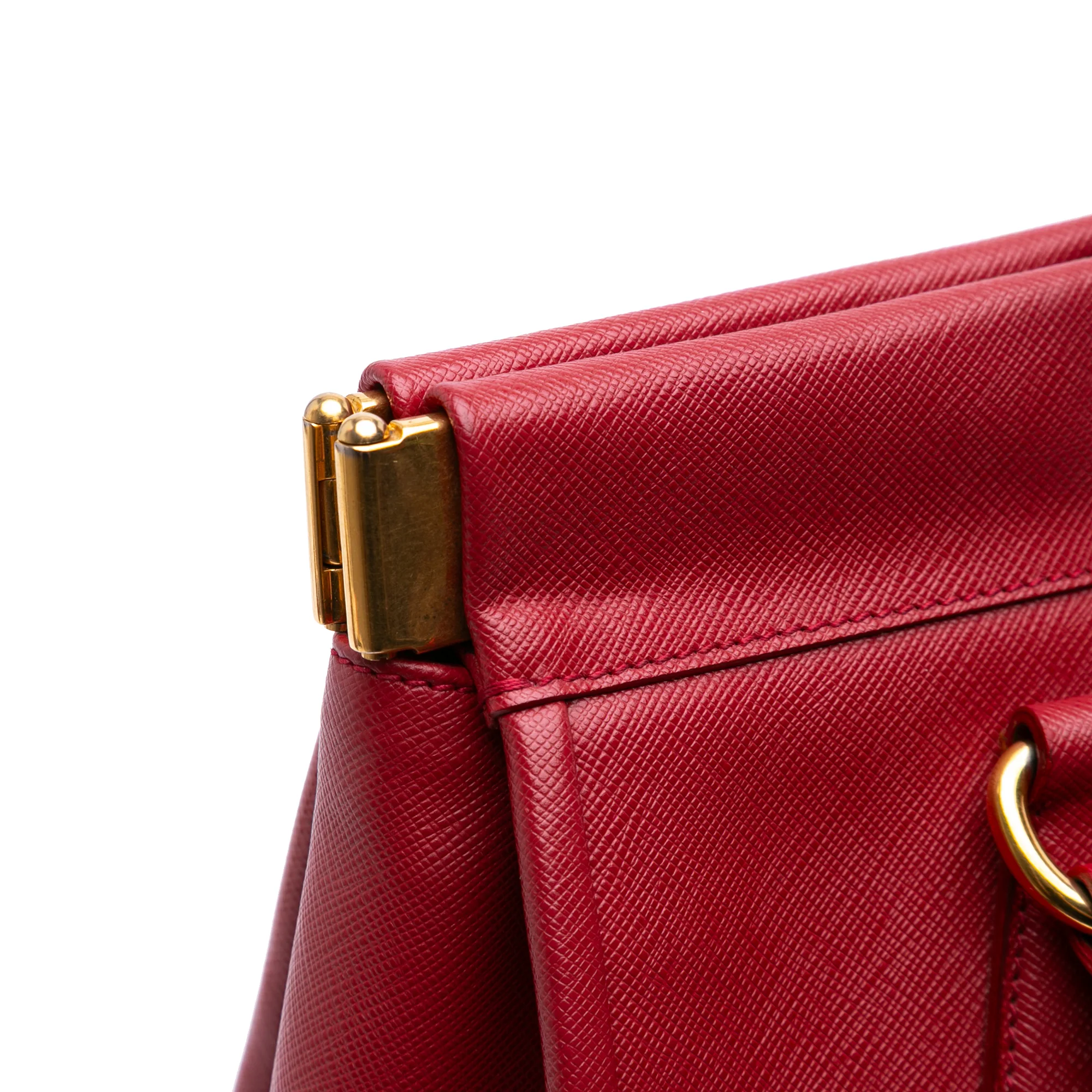 Prada | Pre-Owned Saffiano Lux Frame Tote | Red - Image 9