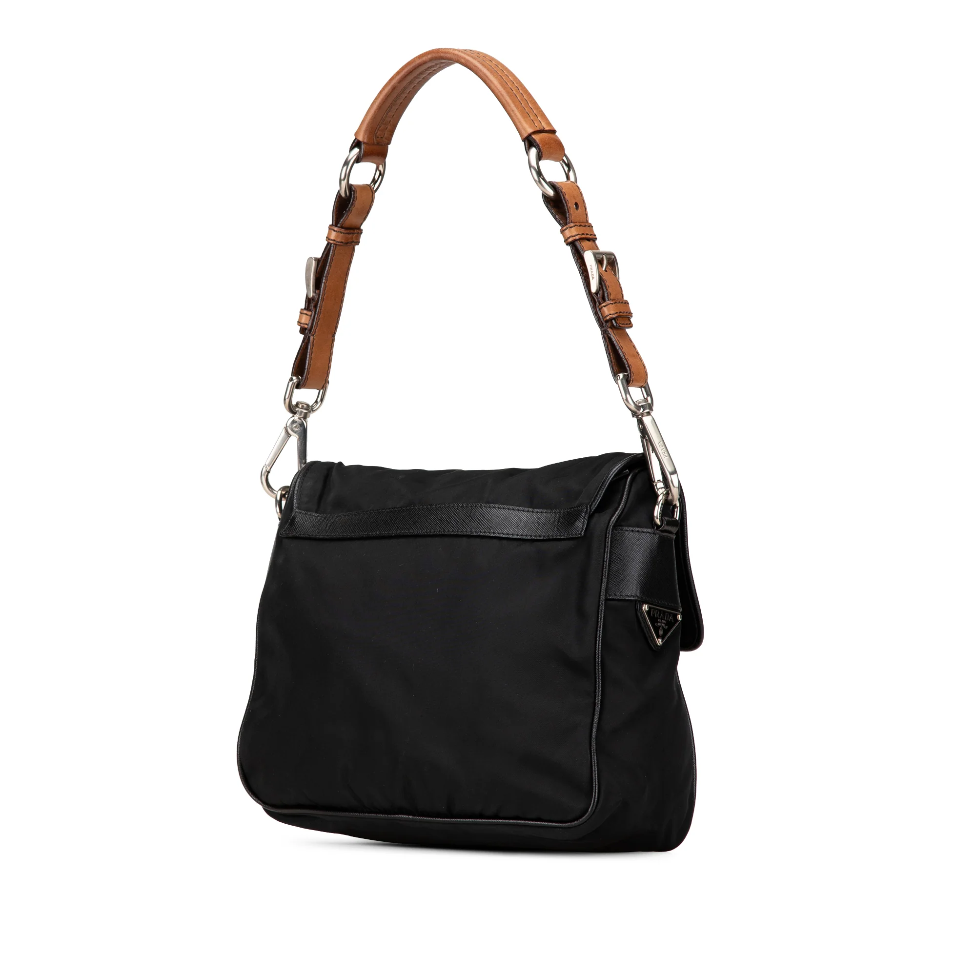 Prada | Pre-Owned Saffiano Trimmed Tessuto Shoulder Bag | Black - Image 3