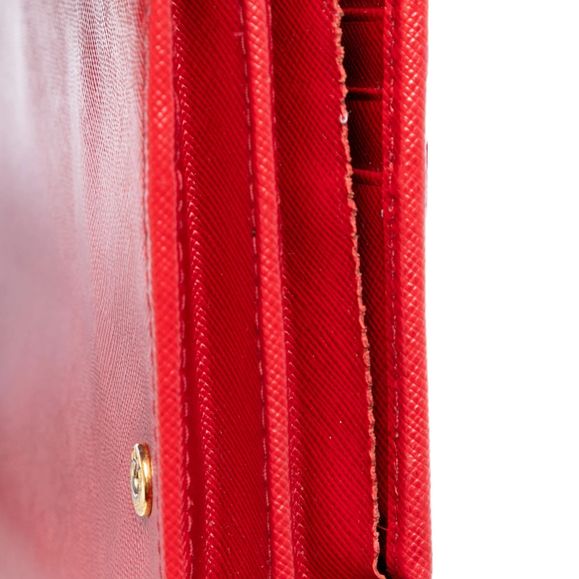 Prada | Pre-Owned Saffiano Wallet on Strap | Red - Image 10