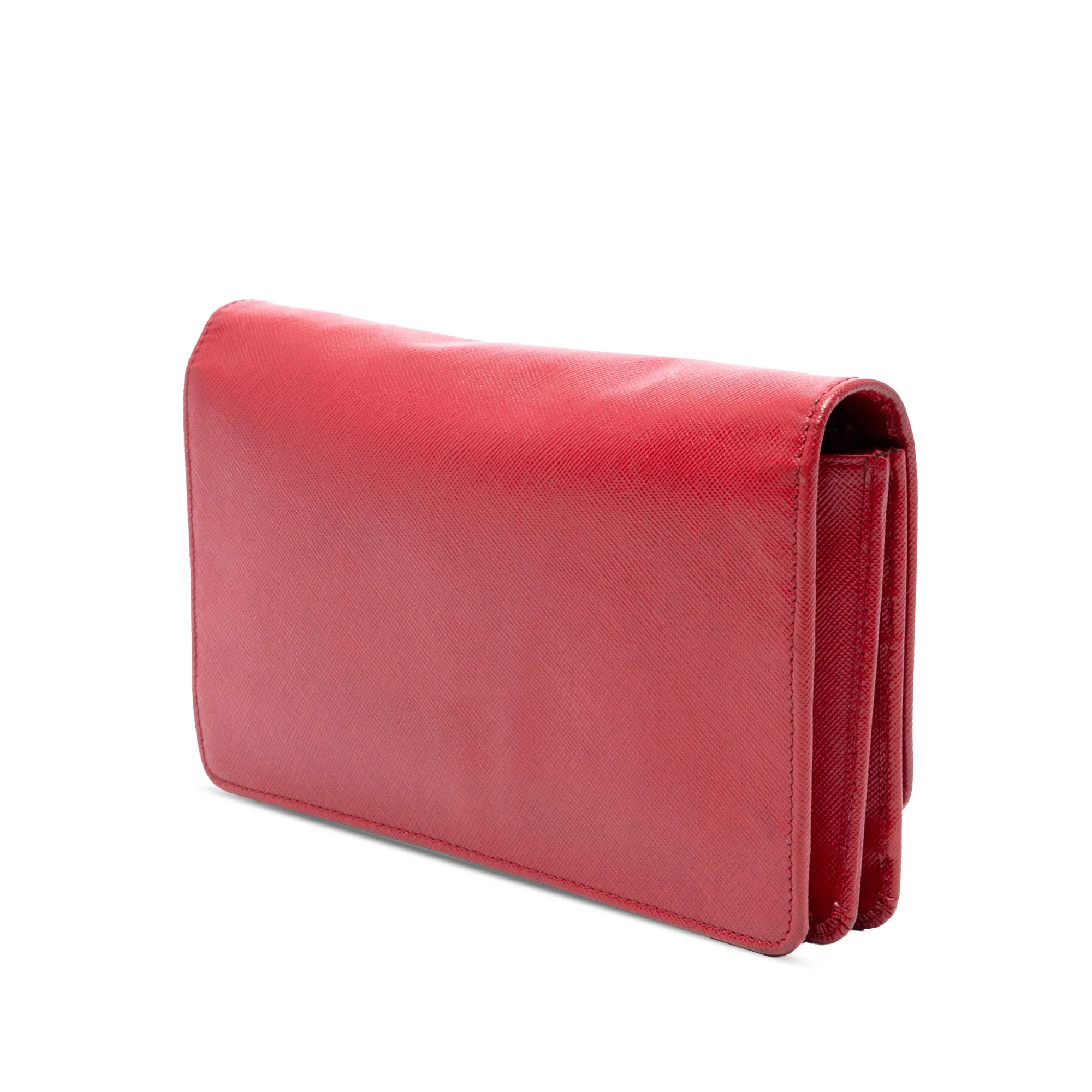 Prada | Pre-Owned Saffiano Wallet on Strap | Red - Image 3